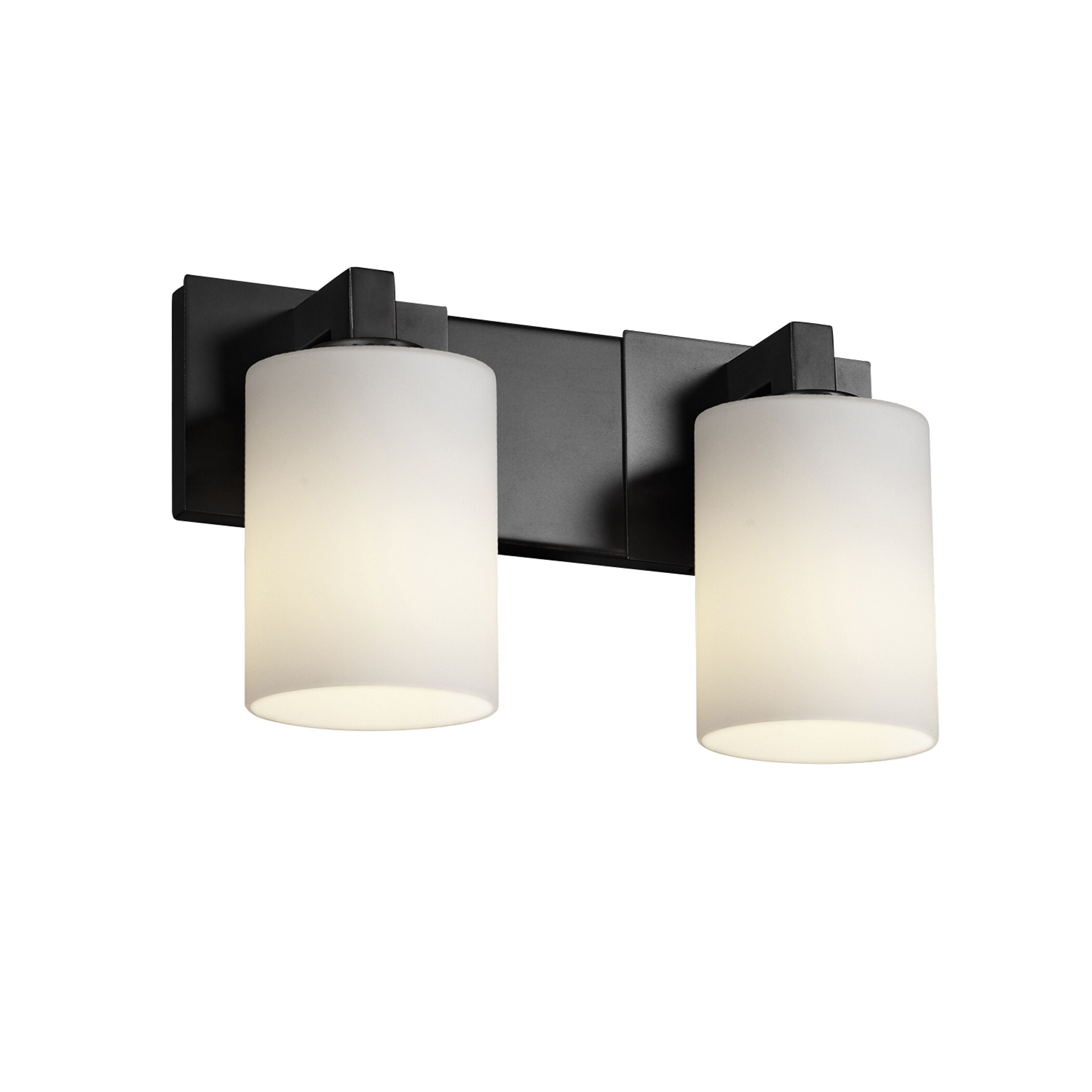 Justice Design Group FSN-8922-10-OPAL-MB Fusion 15-in 2-Light Matte Black Glam Vanity Light