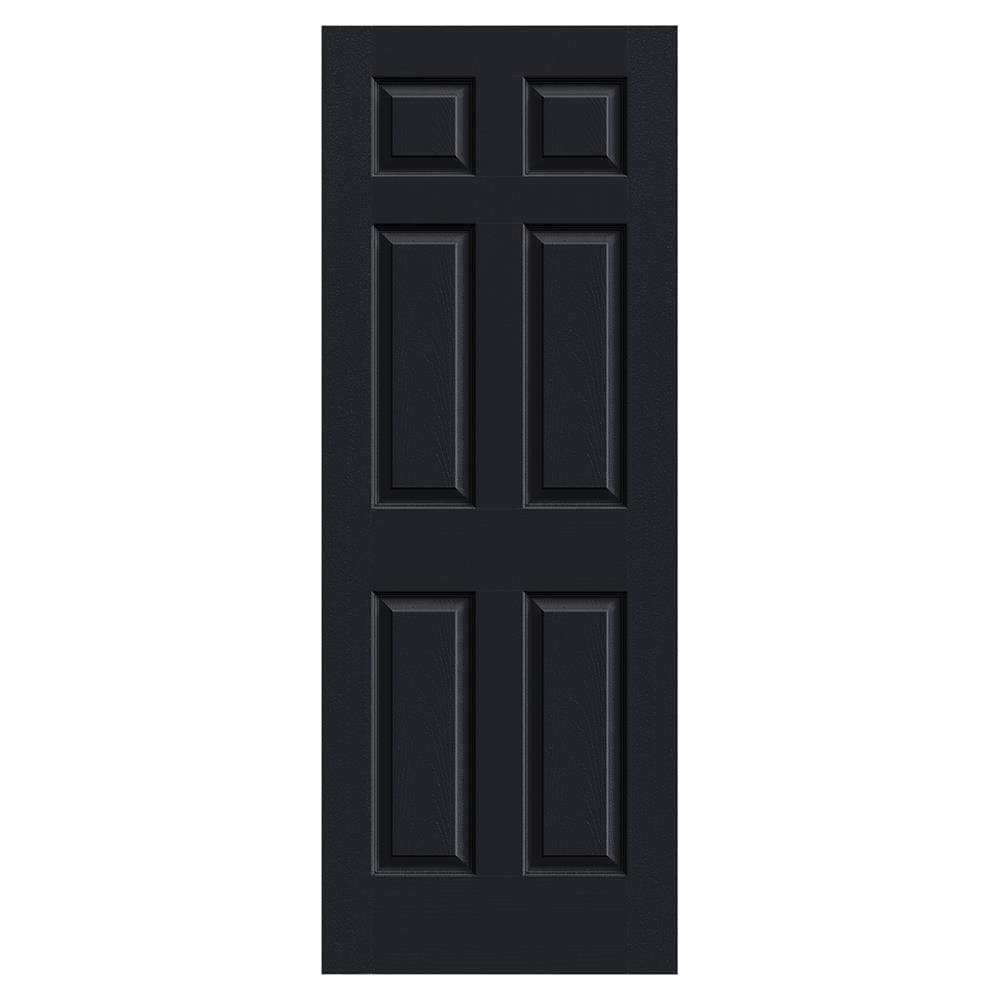 Colonist 24-in x 80-in Eclipse 6-panel Mirrored Glass Hollow Core Prefinished Molded Composite Slab Door in Black | - JELD-WEN LOWOLJW191300266