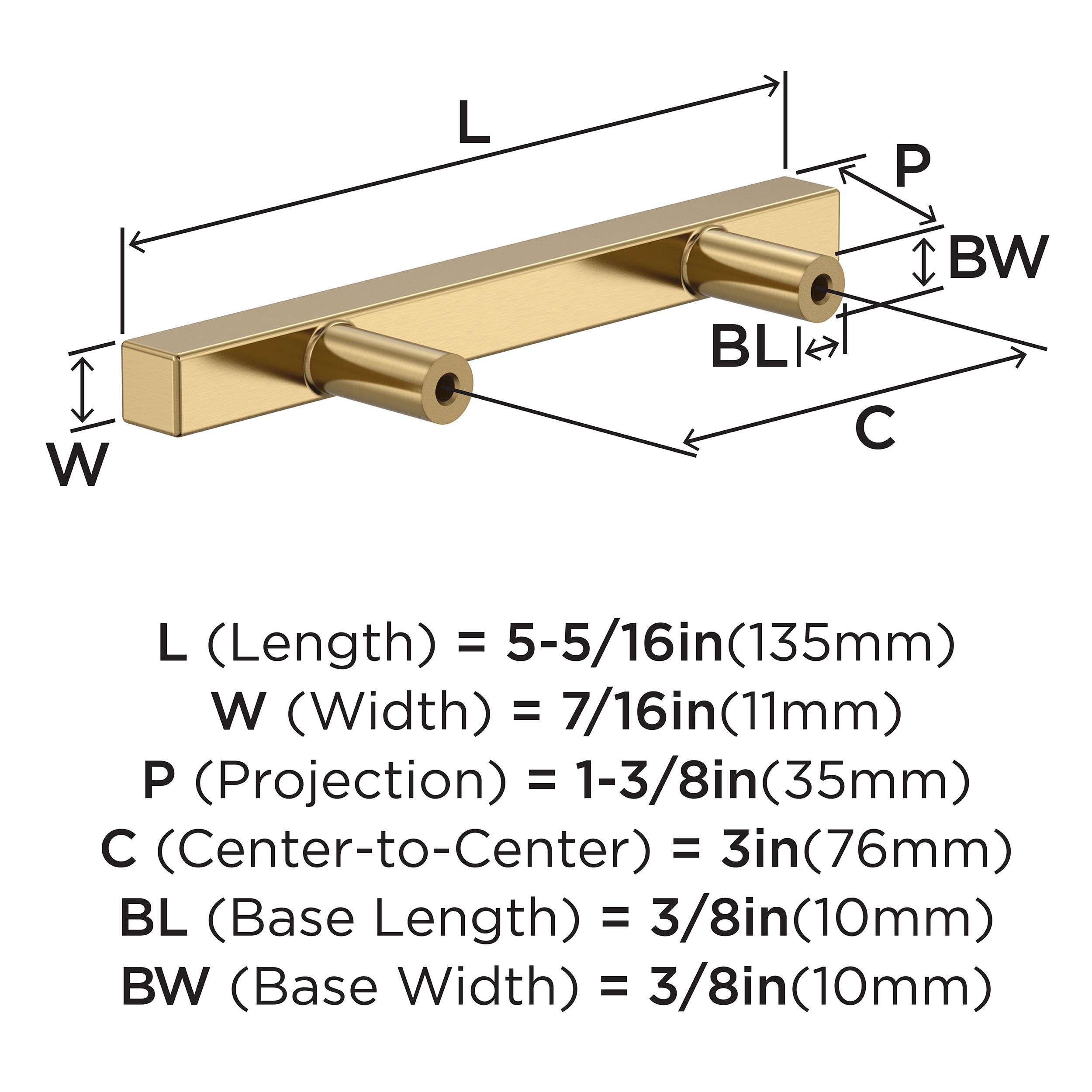 Amerock Bar Pulls Square 3-in (76mm) Center to Center Champagne Bronze ...