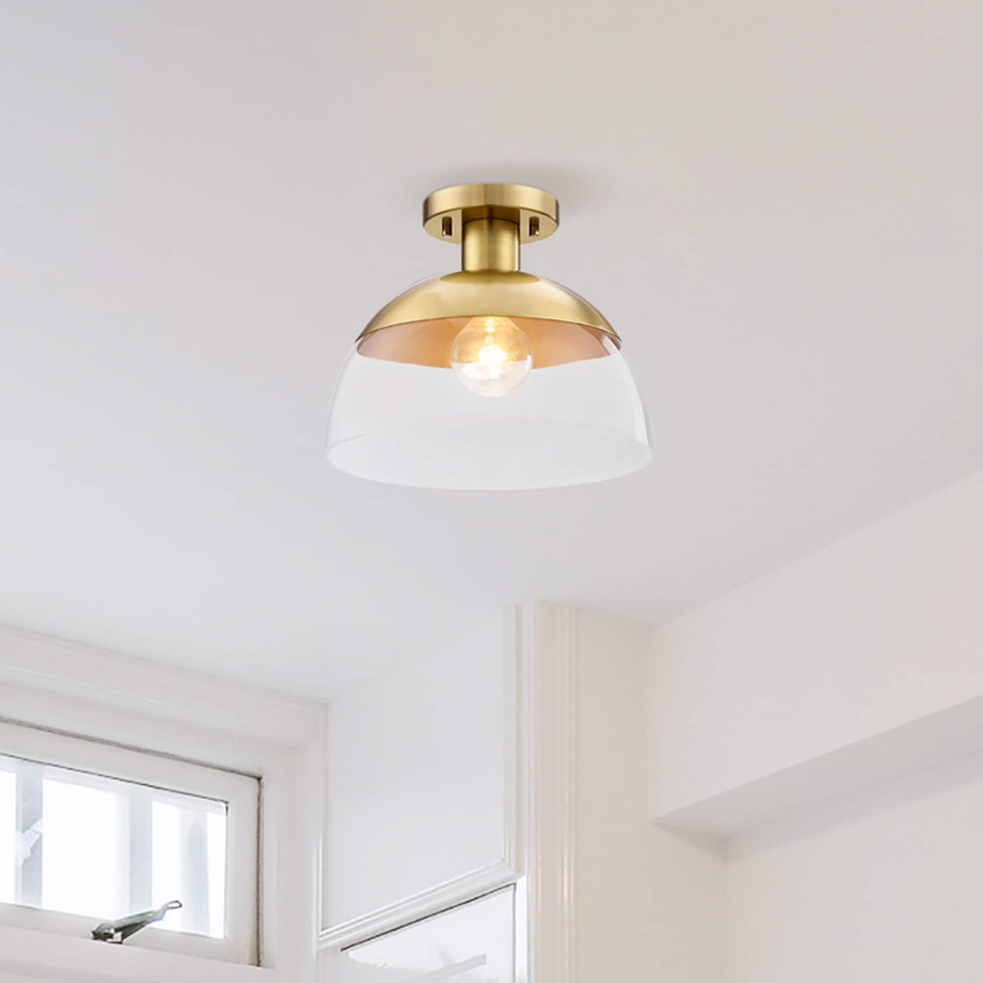 Designers Fountain D308M-SF-BG Rey 1 -Light 13-in Brushed Gold Semi Flush Mount Light