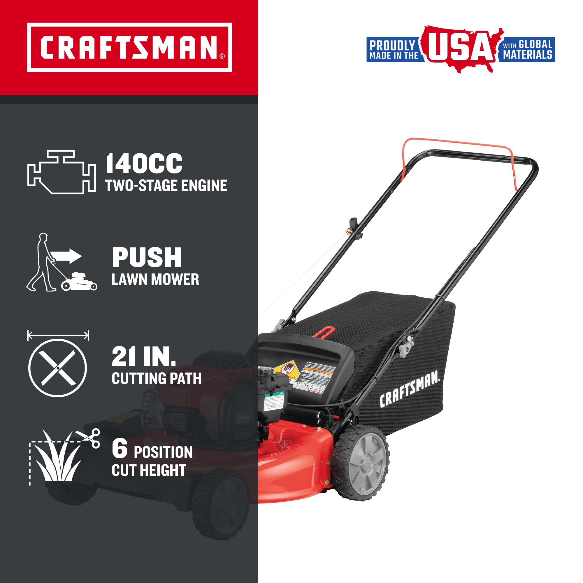 CRAFTSMAN M110 21-in Gas Push Lawn Mower with 140-cc Briggs and Stratton Engine