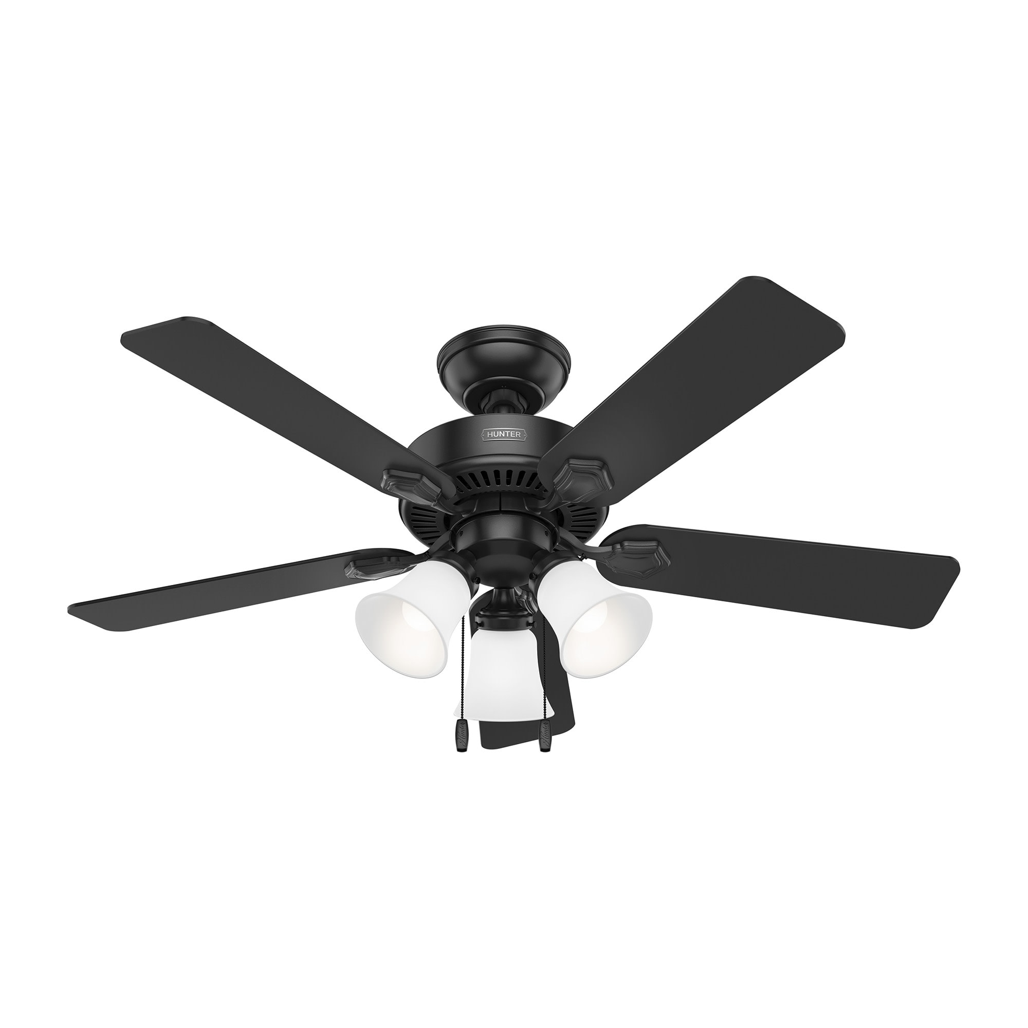 Hunter Swanson ENERGY STAR 44-in Matte black LED Indoor Ceiling Fan ...