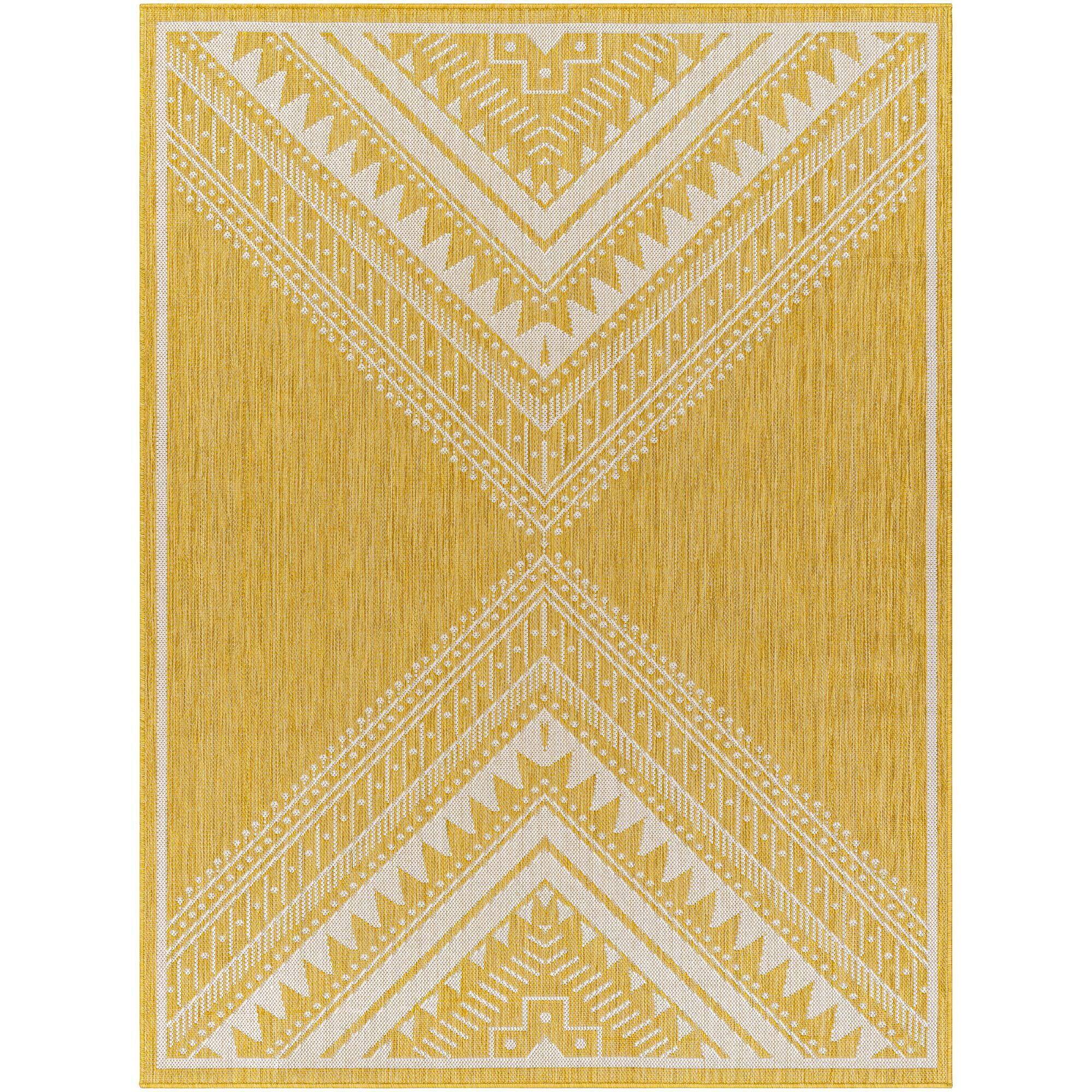 Livabliss LBH2340-537 Long Beach 5 x 8 (ft) Polypropylene Yellow Rectangular Outdoor Geometric Global Area rug