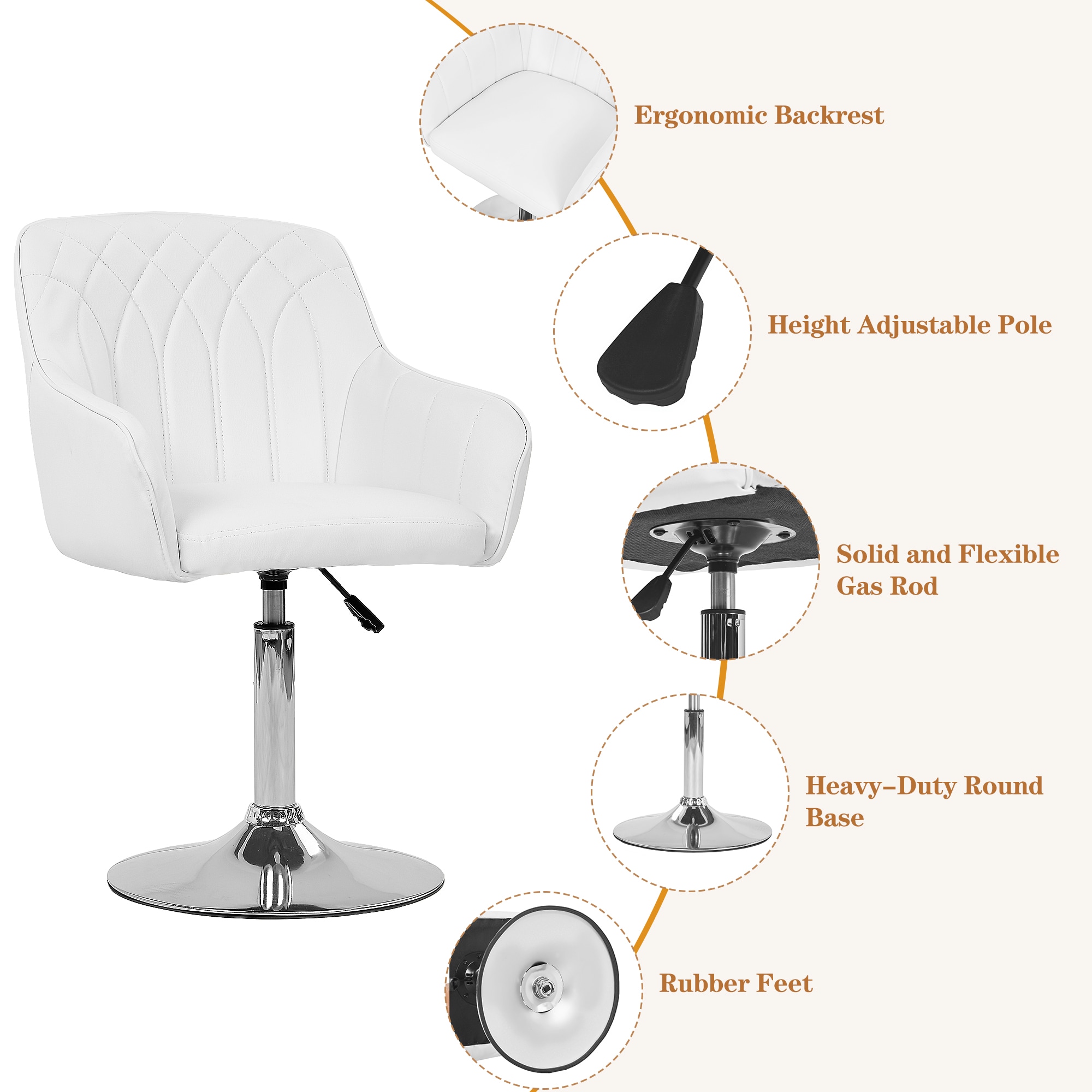 Vecelo LOE-CC-ZL02-WHE Vanity-Stools - View #5