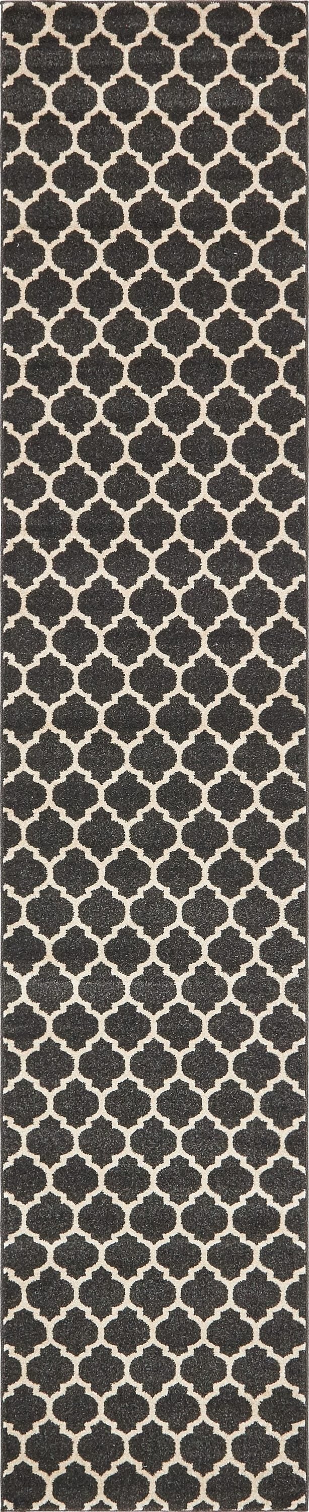 Unique Loom 3128617 Philadelphia Trellis 2 x 13 (ft) Loomed Polypropylene Black/Beige Rectangular Indoor Geometric Industrial Runner rug