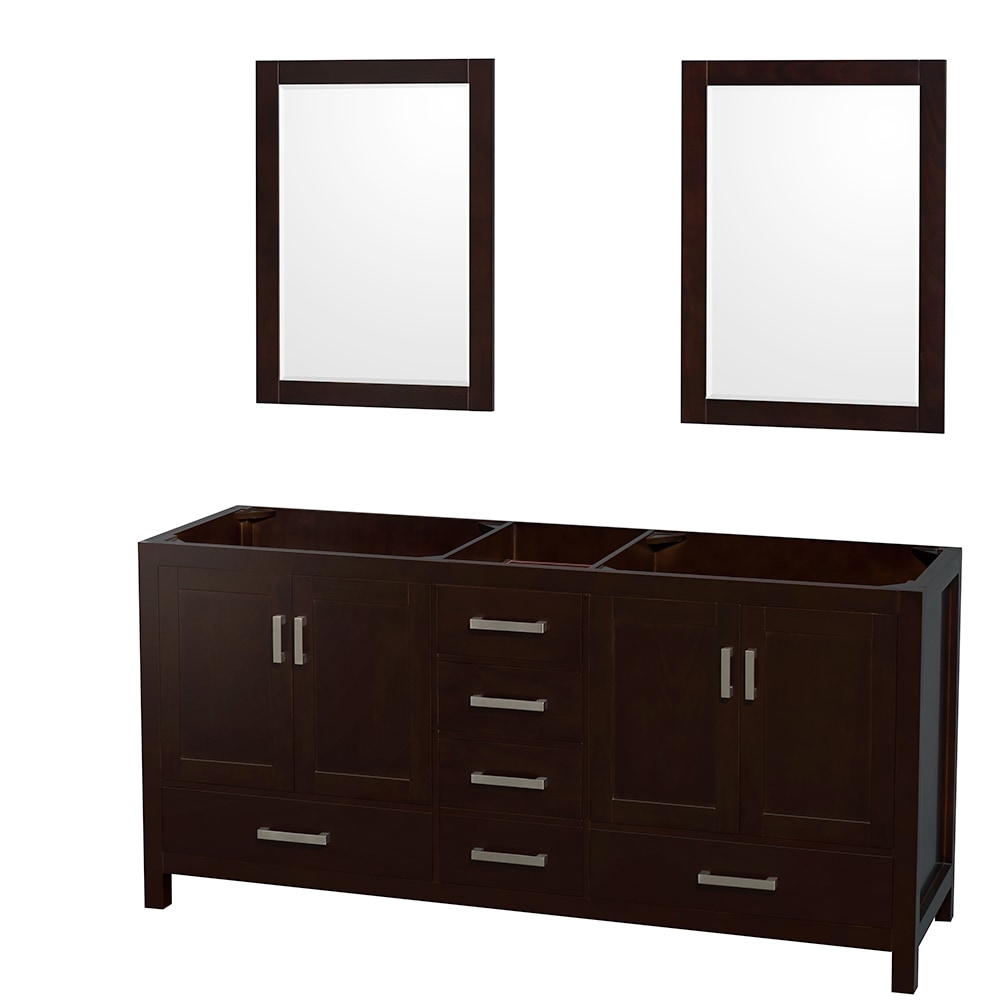Wyndham Collection WCS141472DESCXSXXM24 Sheffield 72-in Espresso with Brushed Chrome Trim Bathroom Vanity Base Cabinet without Top (Mirror Included)
