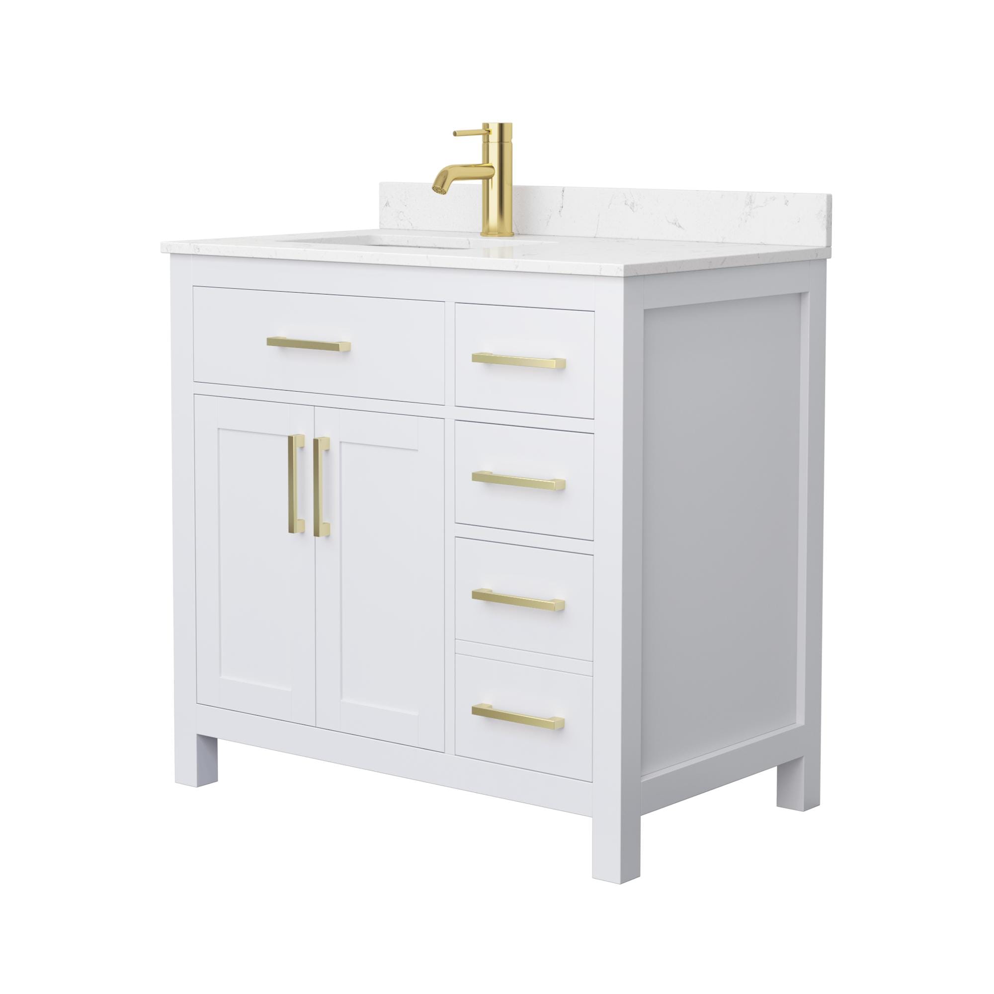 Beckett 36" White Freestanding Single Bathroom Vanity with Carrara Cultured Marble Top