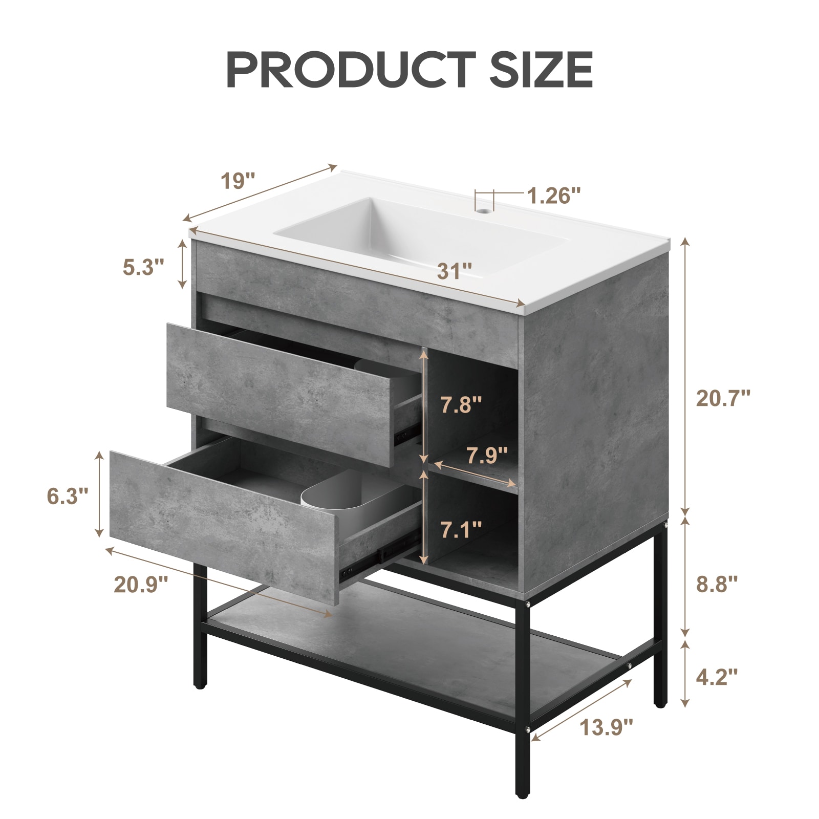 DELUXE LIVING V24006-31GR Bath-Vanity-Combo - View #10