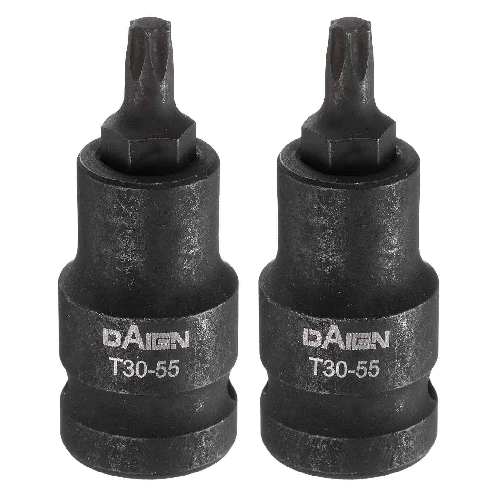 Harfington 2pcs T30 Torx Bit Socket 55mm/2.17 Inch Length 1/2 Inch Square Drive Star 6 Point Extension Impact Bit Power Nut Driver Set S2 Steel Socket Ratchet Wrench Bits Black #S26031801UX5557