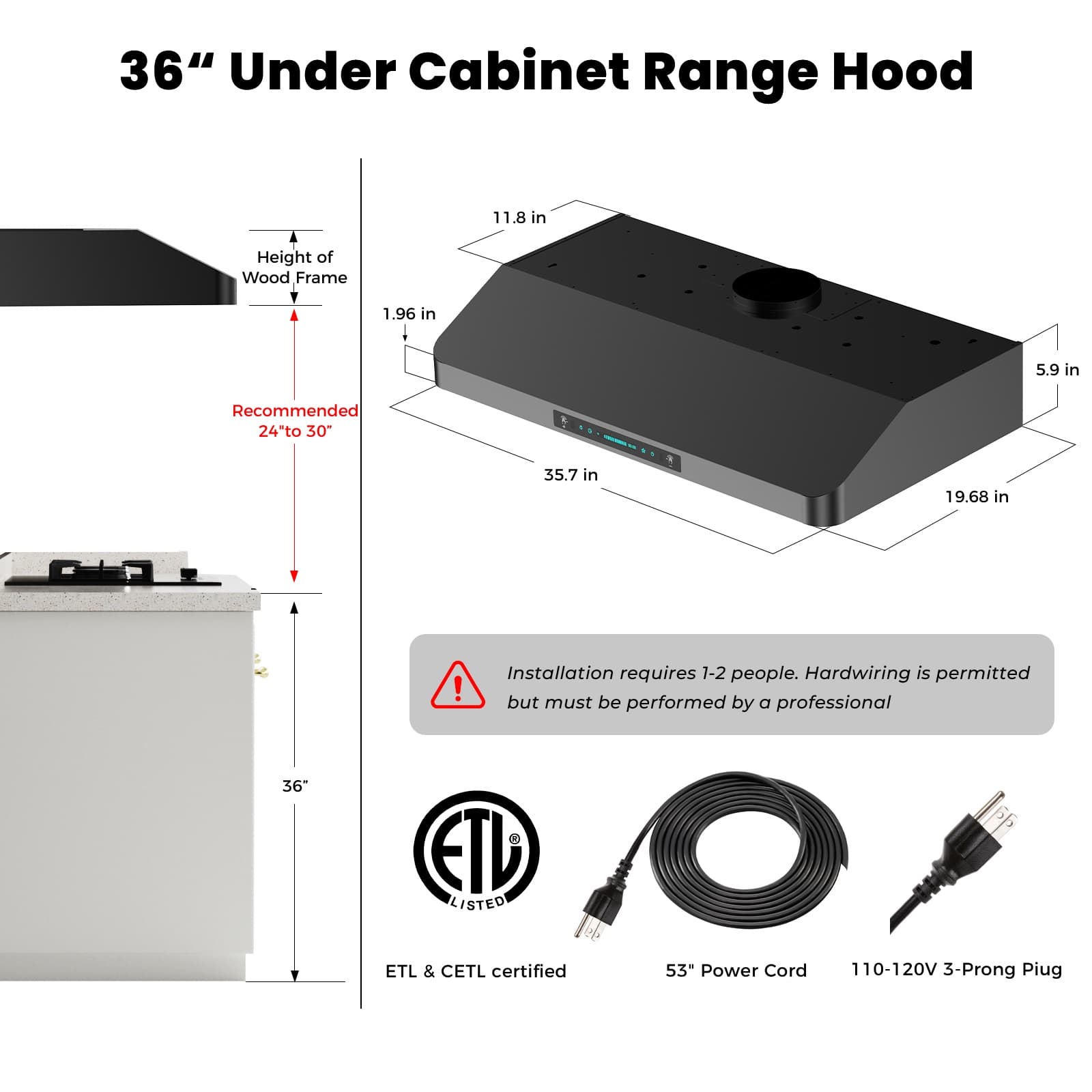 DIVAN DHC01-36B-GC Undercabinet-Range-Hoods - View #4