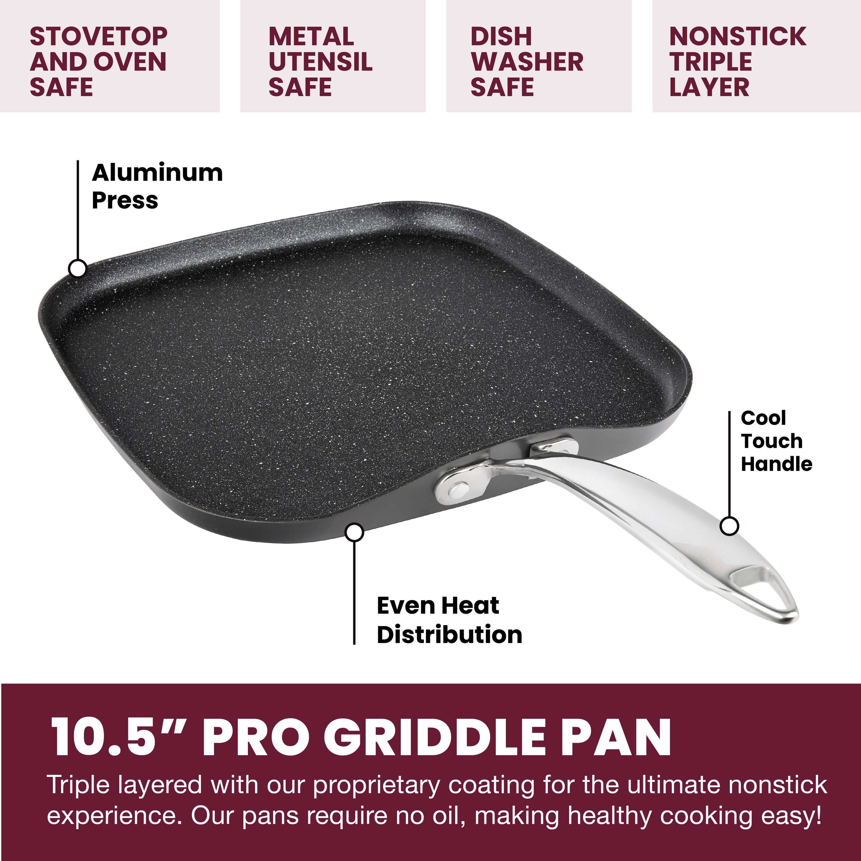 Granitestone Diamond 10.5 in. Non-Stick Griddle Pan