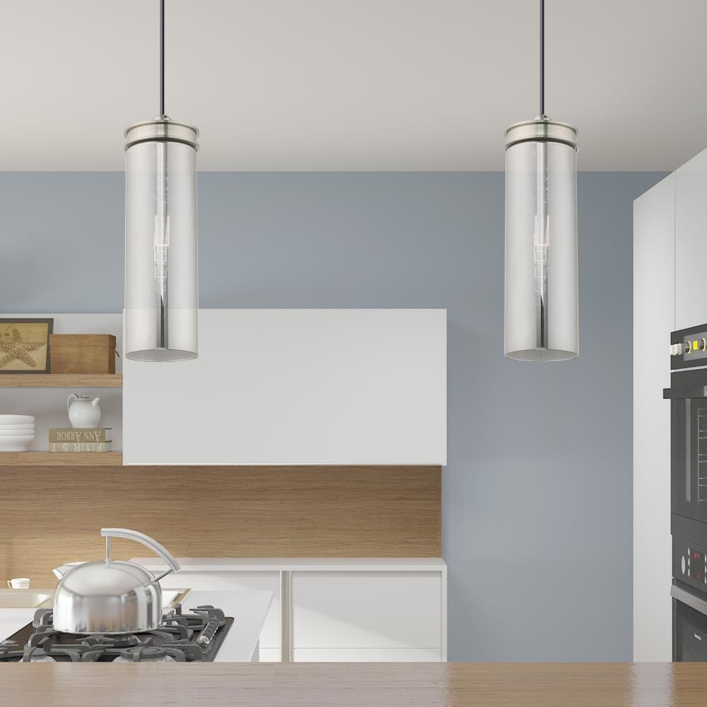 Sleek Smoke Glass Mini Pendant with Brushed Nickel Finish