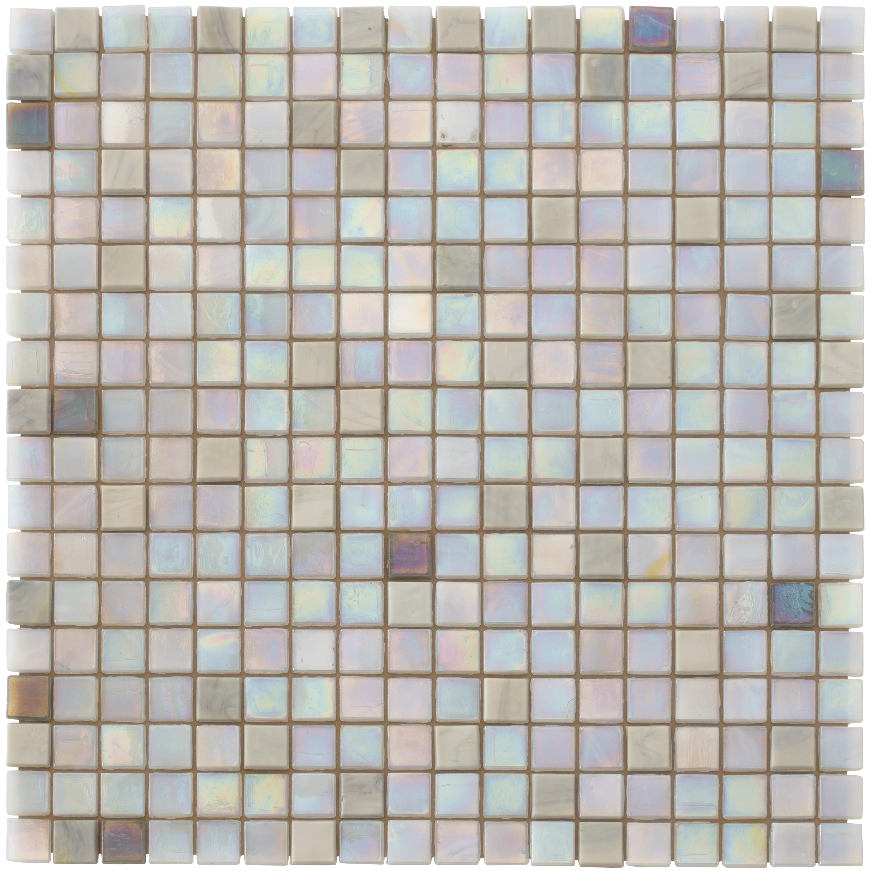 Apollo Tile APLDE8871MIX1 Mingles White and Geige 11-1/2-in x 11-1/2-in Glossy Glass Mosaic Floor and Wall Tile (18.69-sq. ft/ Carton)