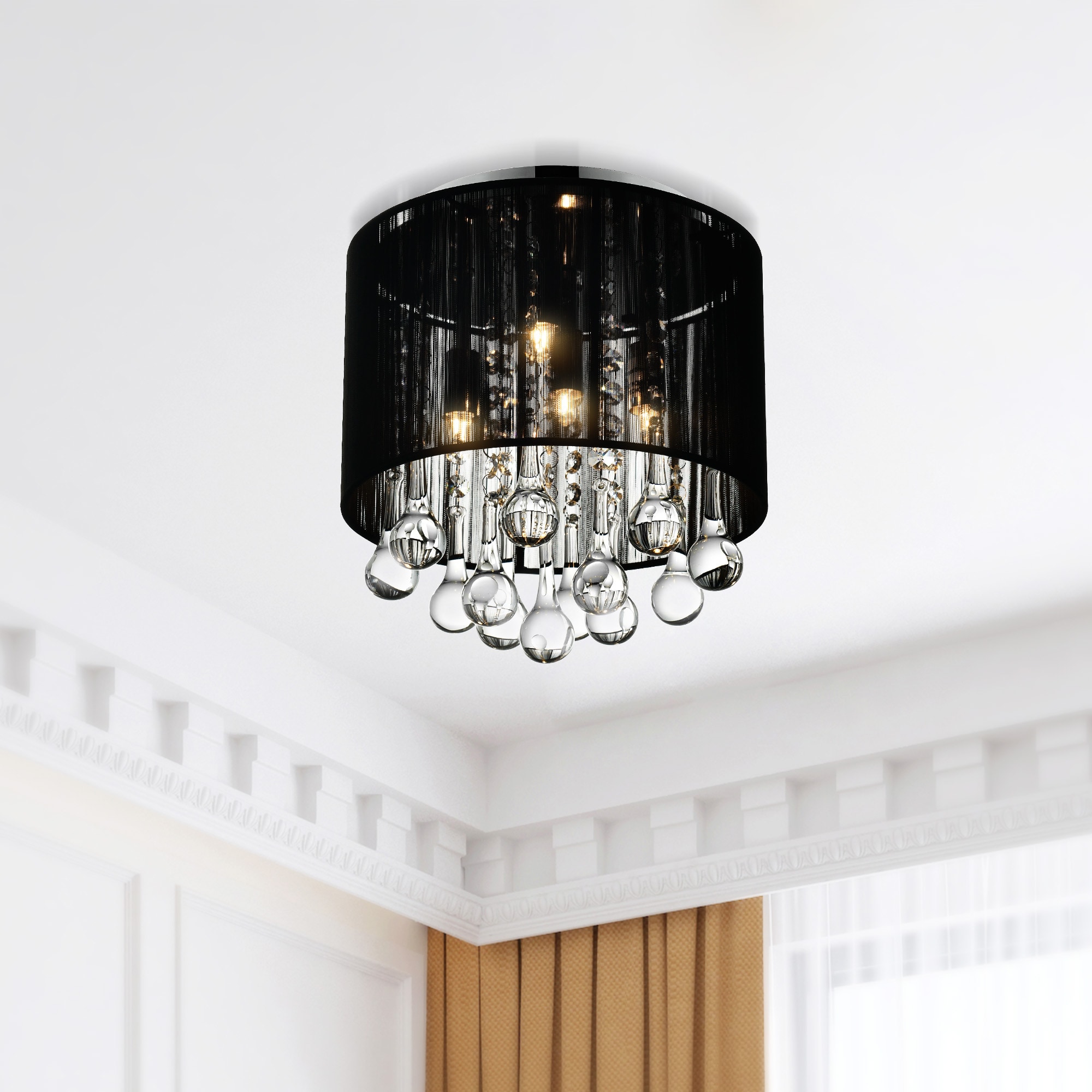 CWI Lighting 5006C10C-R (B) Water Drop 4 -Light 10.0-in Multiple finishes Chrome Flush Mount Light