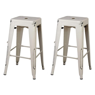 Gia 24 In Metal Bar Stool Antique White, Can You Paint Metal Bar Stools