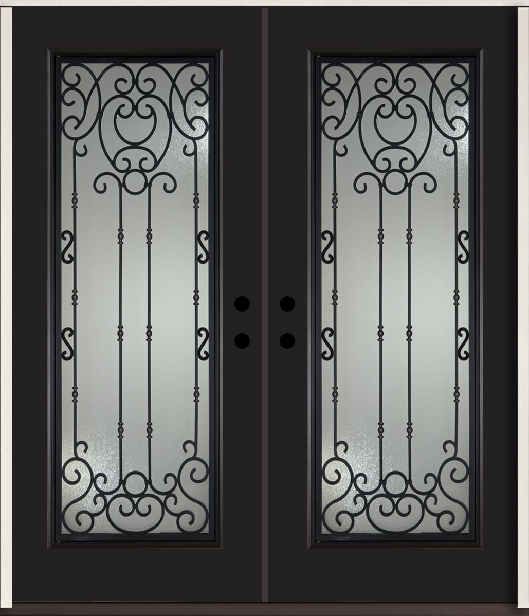 RELIABILT LO963938 Belle Meade 72-in x 80-in x Fiberglass Full lite Left-hand inswing Peppercorn Paint Painted Prehung Double Front Door Insulating core