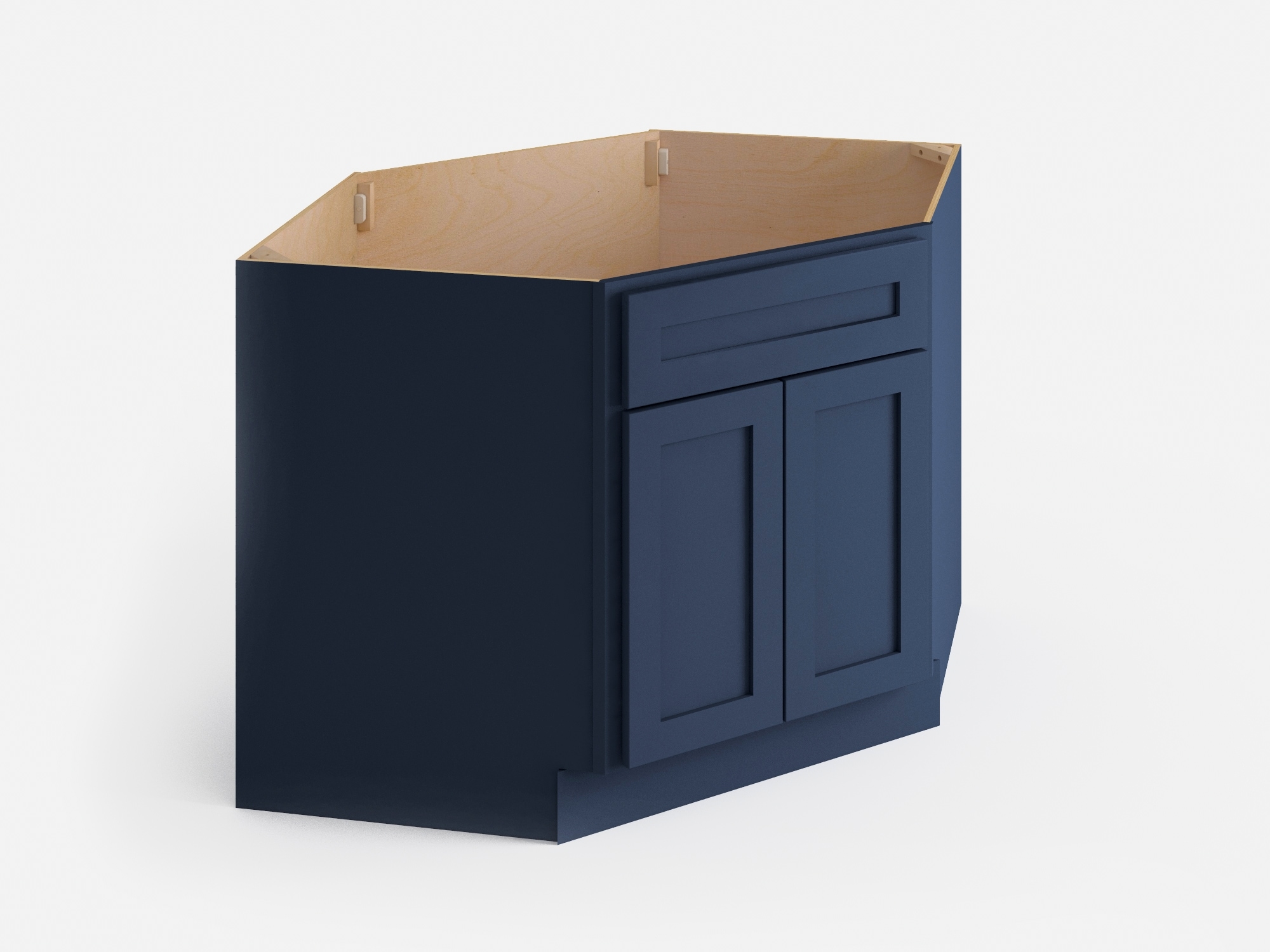 Valleywood Cabinetry 42-in W x 34.5-in H x 24-in D Ideal Gray Birch Diagonal 1-Drawer Corner Base Ready To Assemble Plywood Cabinet (Flat Panel Shaker Style)