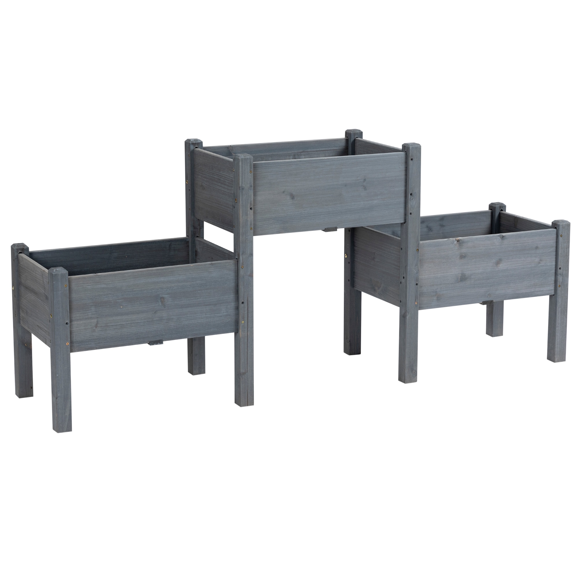 AHIOU HOME ZAAHG-P172546GB 17.75-in W x 72.5-in L x 31.5-in H Gray Wood Raised Planter Box