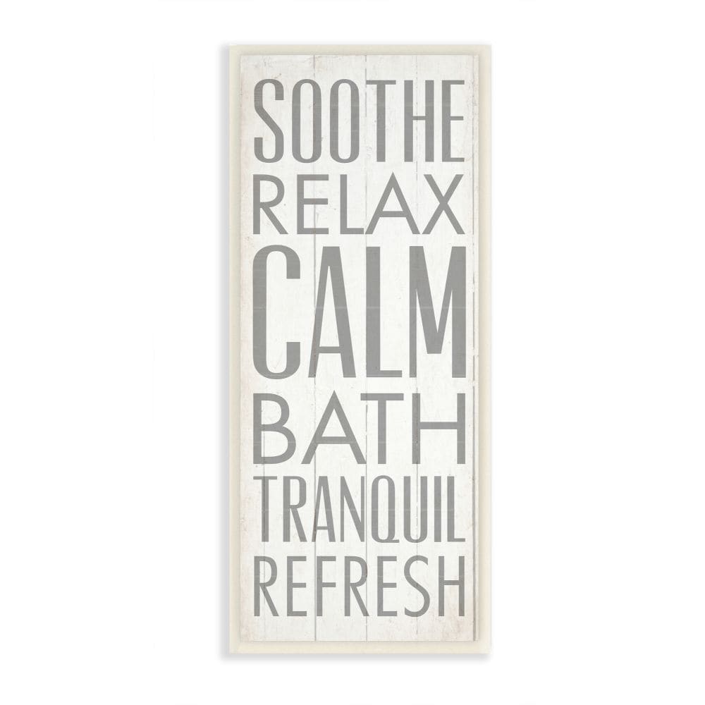 Stupell Industries WRP-1067-WD-7X17 Soothe Calm Relax Bath Bathroom Unknown Artist Frameless 17-Inches H x 7-Inches W Bath Print