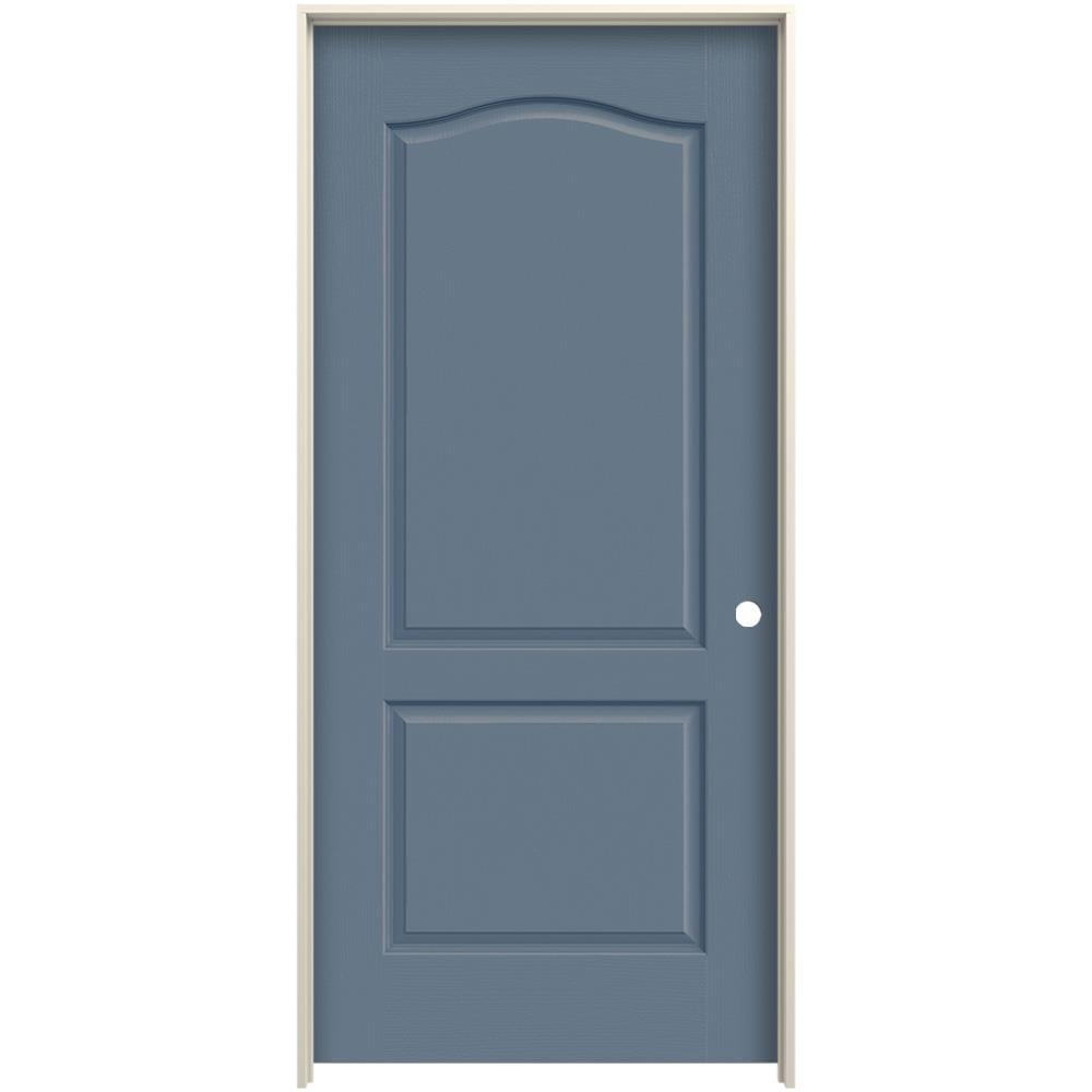 JELD-WEN 36-in x 80-in Colony Hollow Core 2-panel Arch Top Left Hand Textured Prefinished Molded Composite Flat Jamb Single Prehung Interior Door -  LOWOLJW225900030