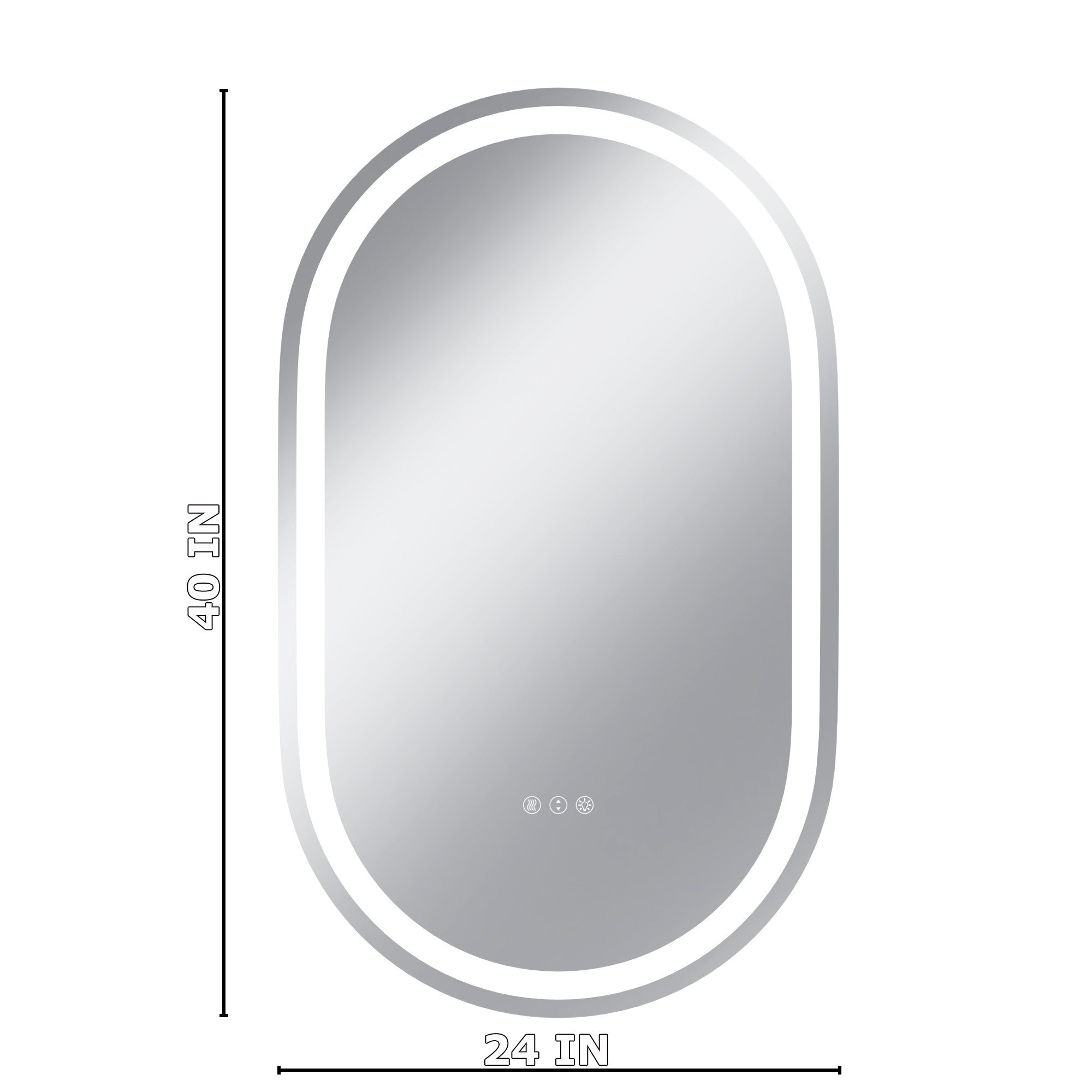 Boyel Living BLL060J-10060 Round Frontlit Glass Bathroom Vanity Mirror Dimmable LED Fog-Free HorizontalVertical Use 24-in x 40-in