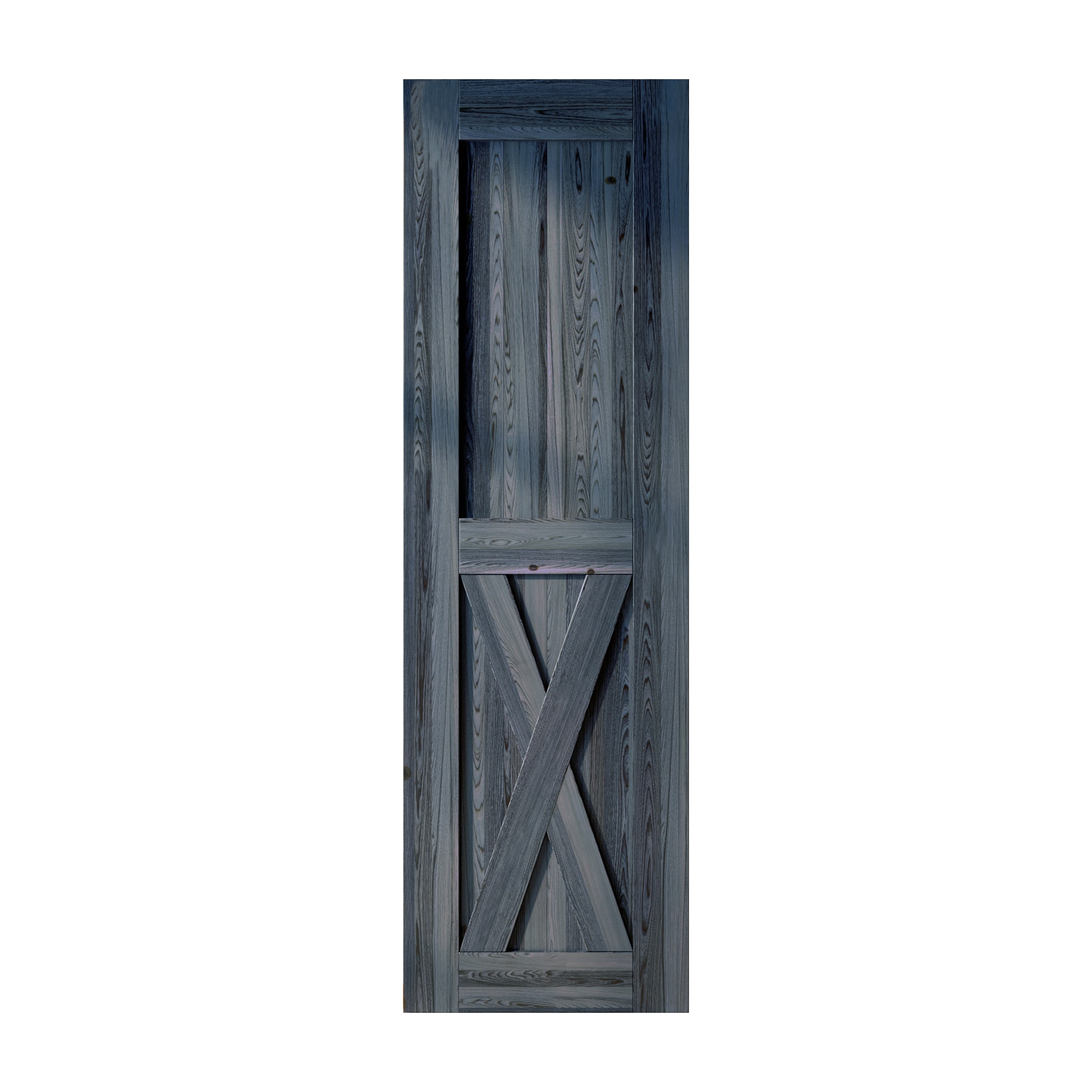 HOMACER 2084-X-NAVY 20-in x 84-in Navy X-frame Pine Wood Solid core Single Barn Door (Hardware Not Included)