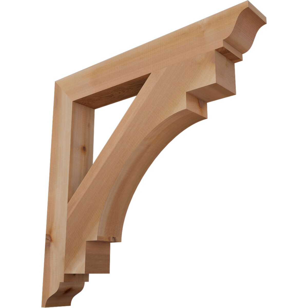 Ekena Millwork BKT04X30X30MRC01SWR Merced traditional smooth 3-1/2-in x 30-in x 30-in Western red cedar Brown Wood Standard bracket