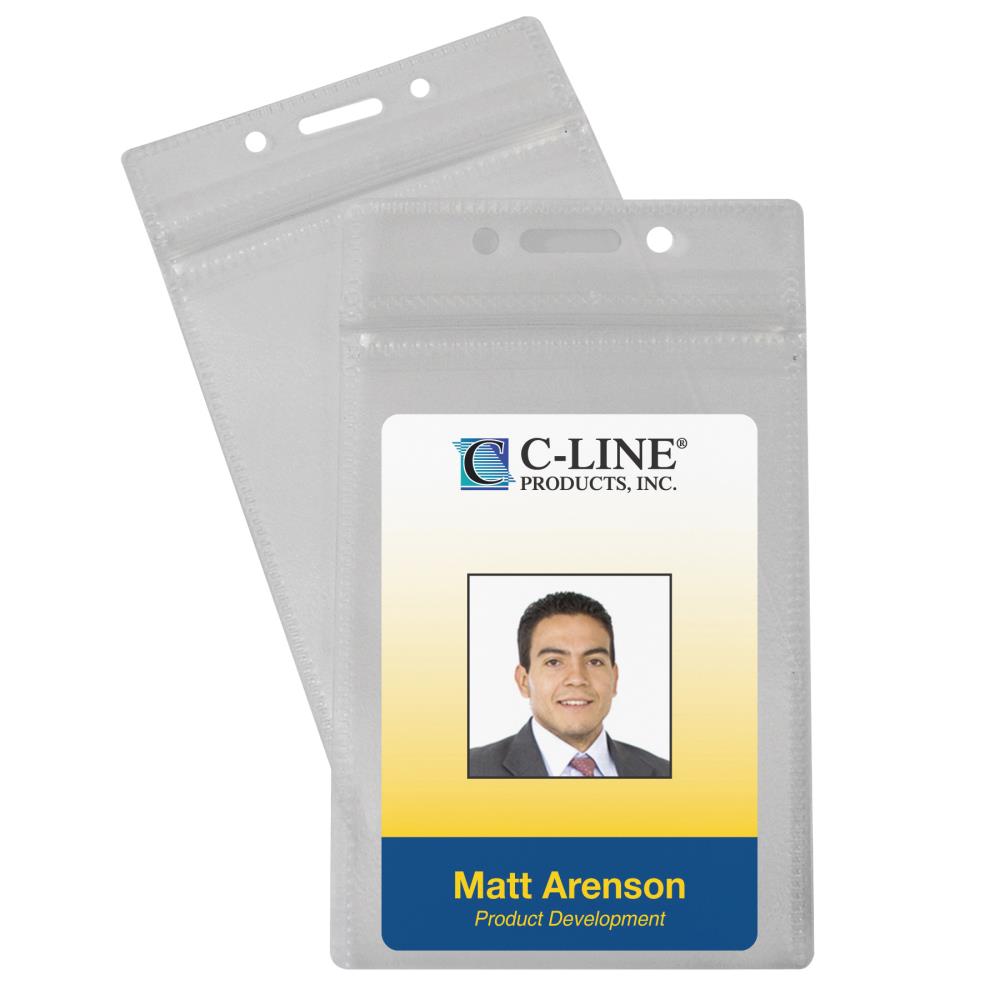 C-Line CLI89823 Zippered Badge Holders, Vertical, Pack Of 50