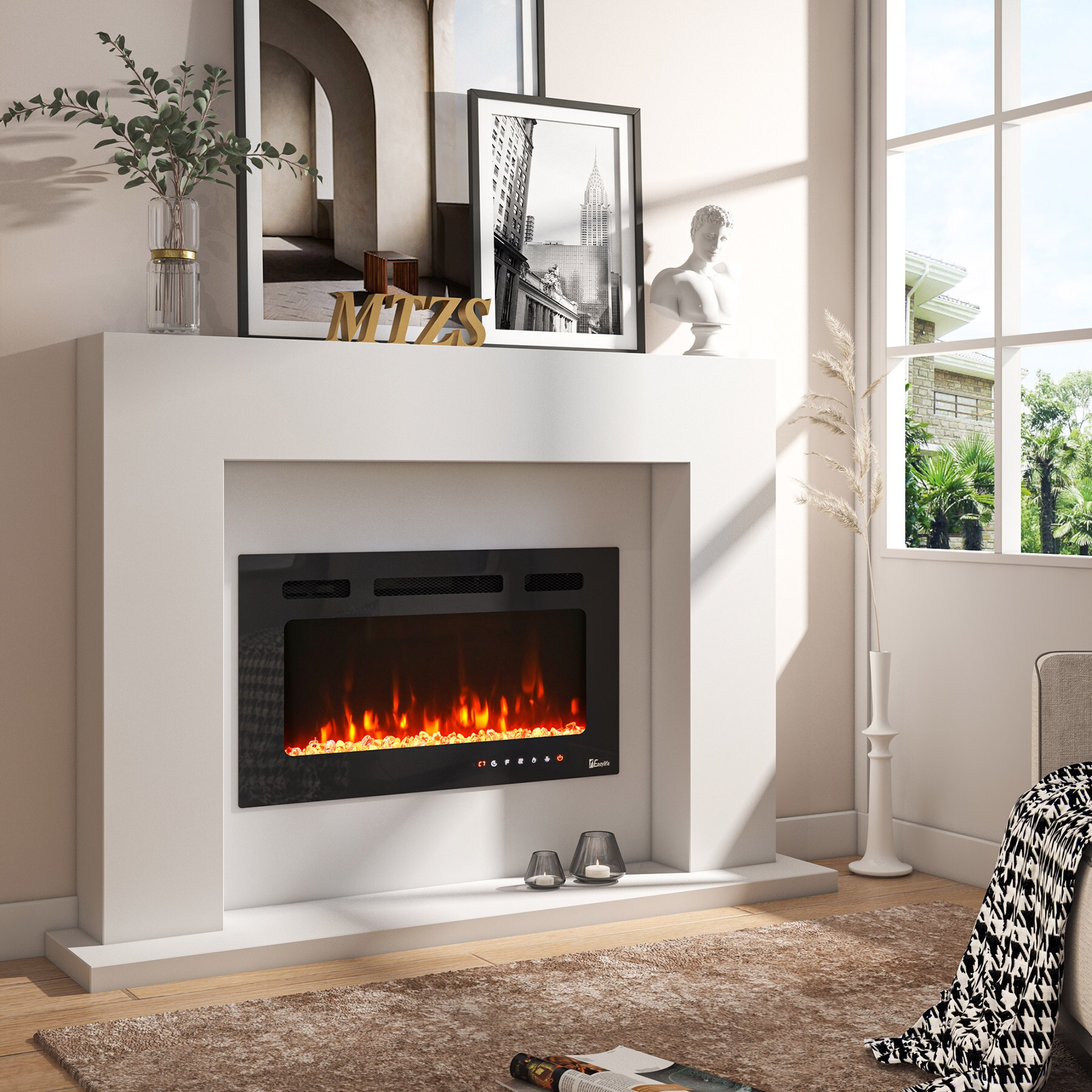 Tribesigns 30-in W Black LED Electric Fireplace at Lowes.com