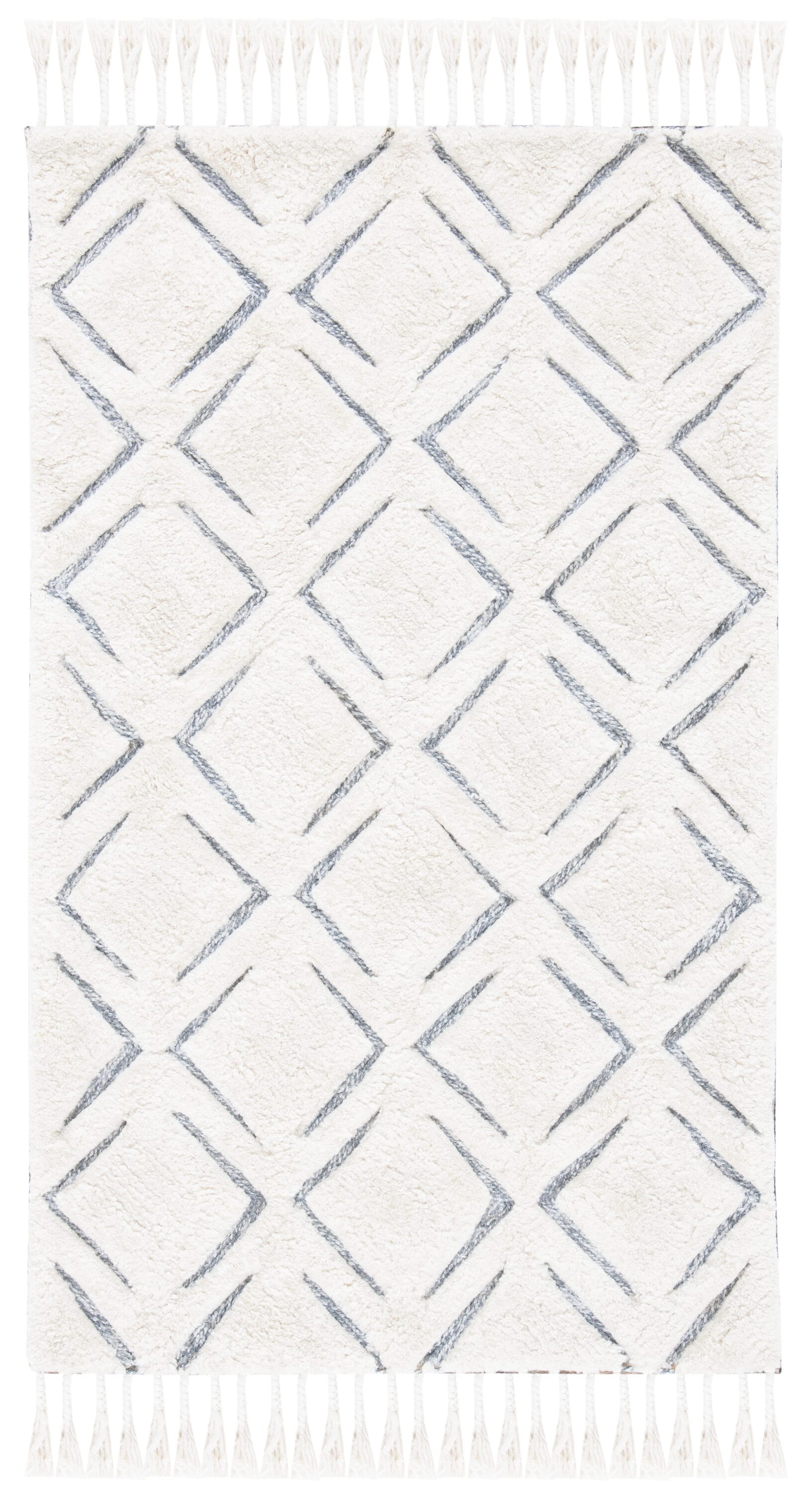 Hand-Tufted Ivory and Gray Cotton Rectangular Area Rug