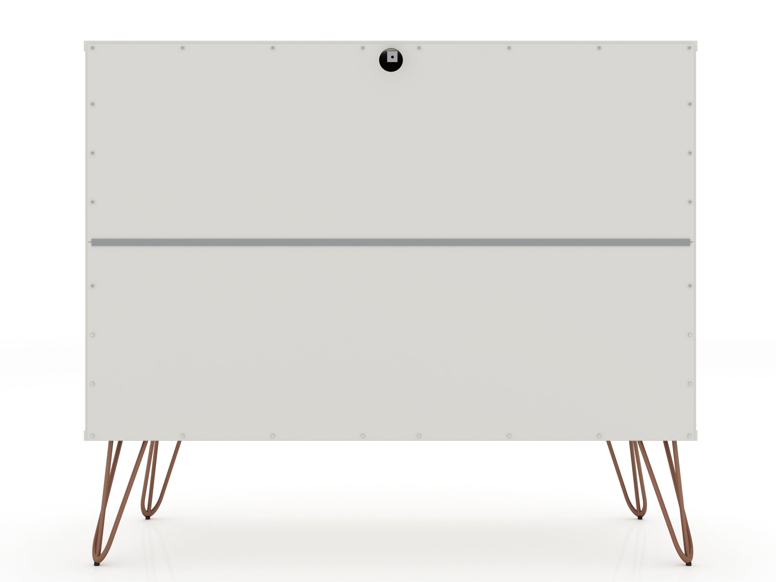 Set of 2 Off-White Mid-Century Modern 3-Drawer Dressers