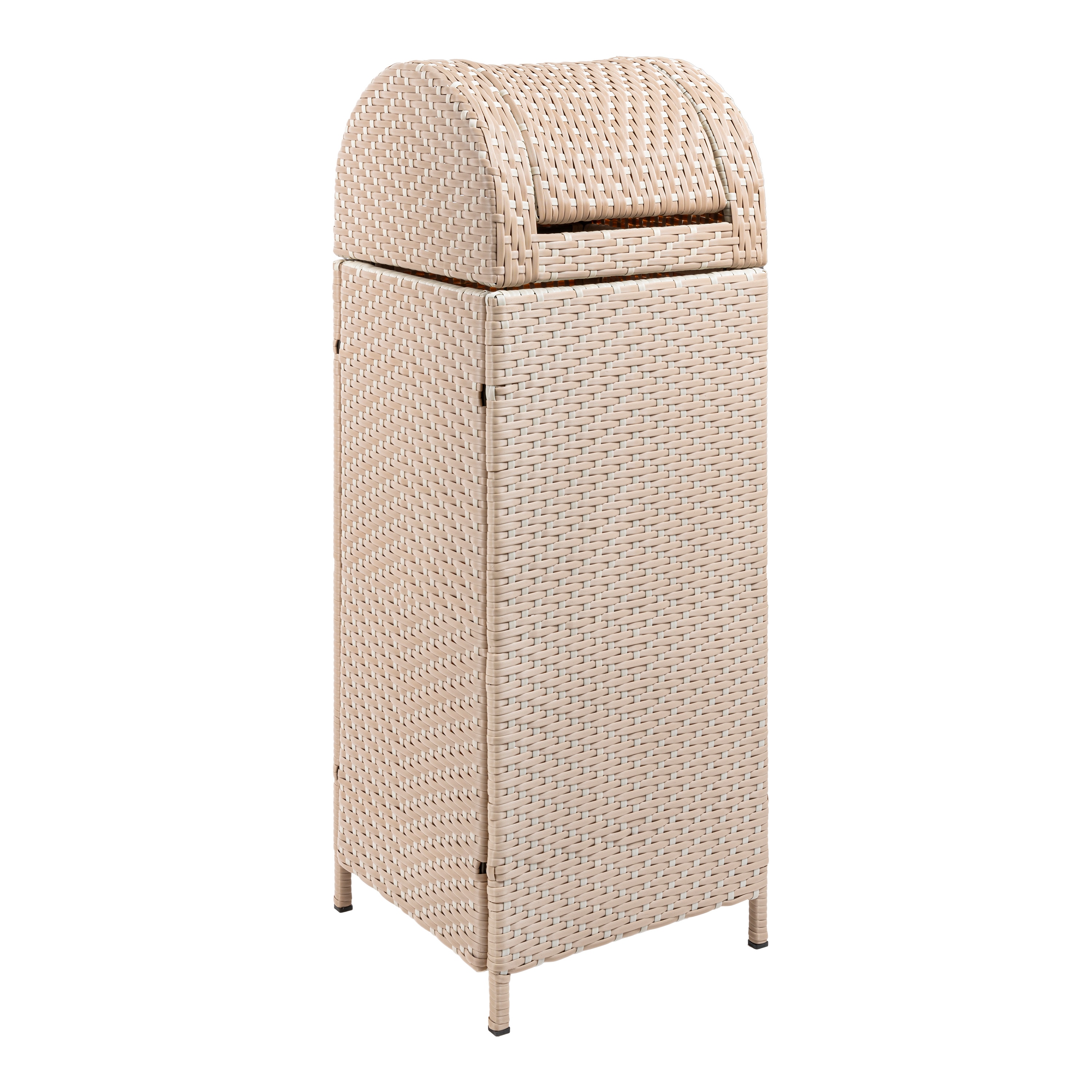 happimess HPM1202D 31.39 Gallon Light Pink/White Metal Indoor/Outdoor Kitchen Hinged Lid Trash Can
