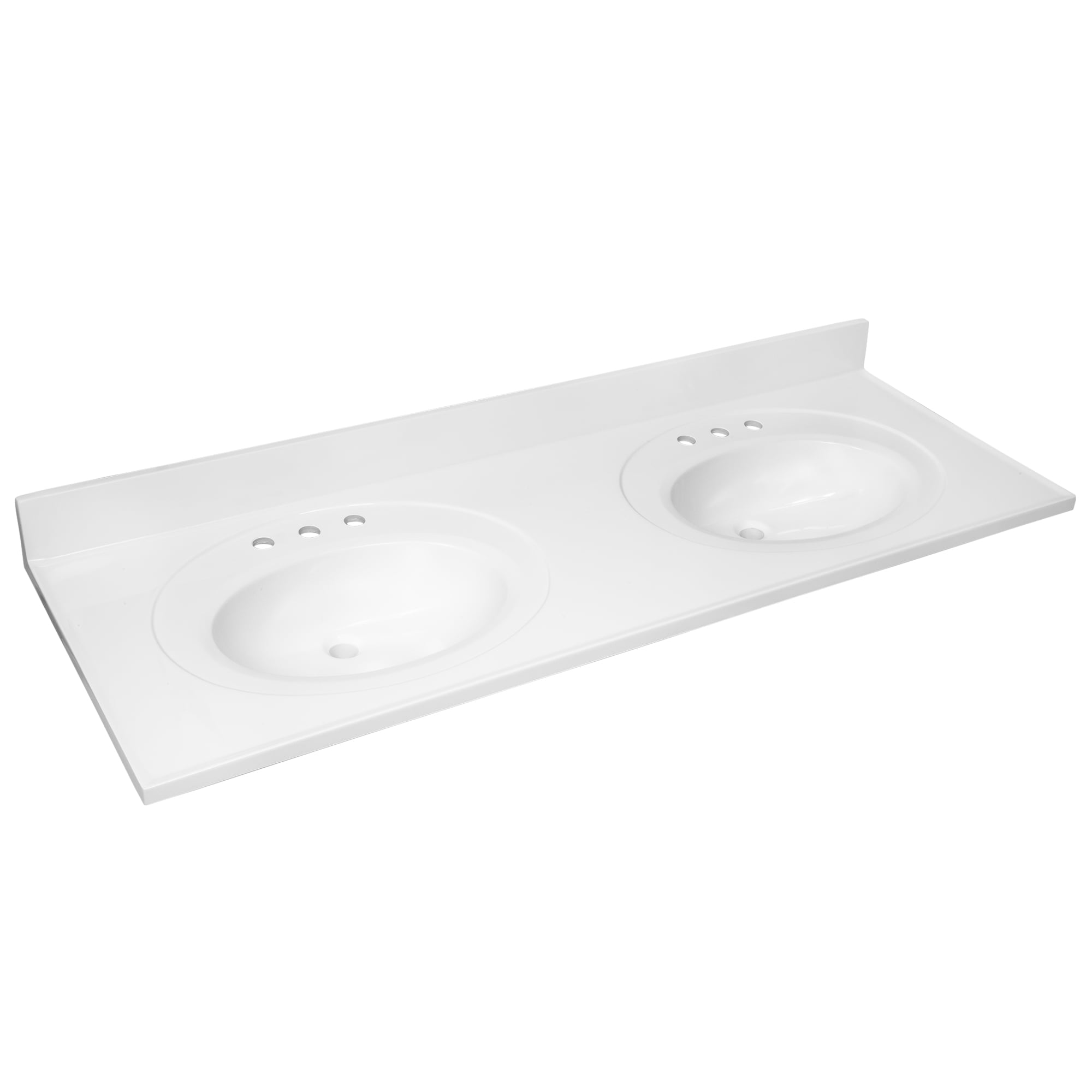 61-in White Cultured Marble Bathroom Vanity Top