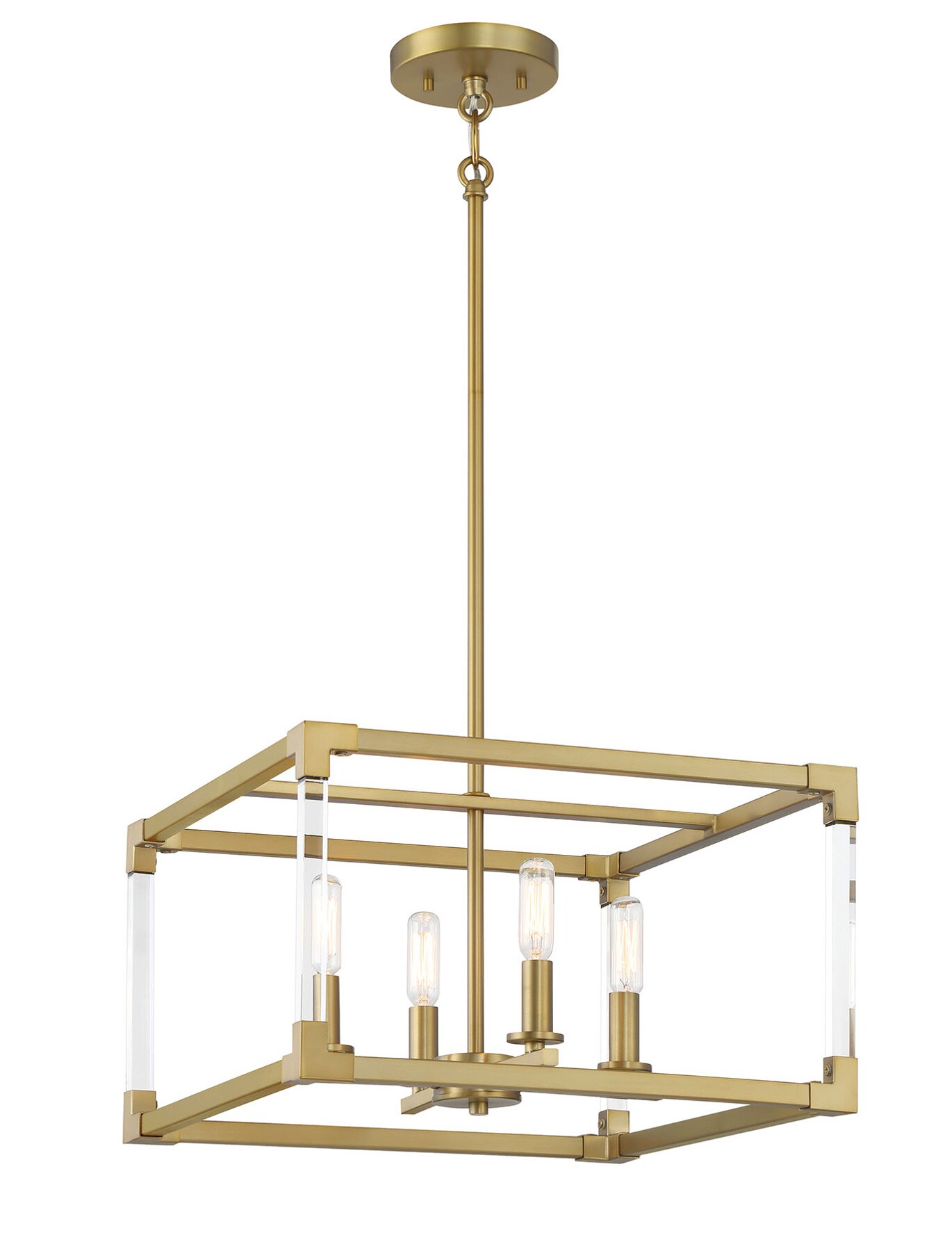 Oro District Soft Brass 4-Light Rectangular Pendant