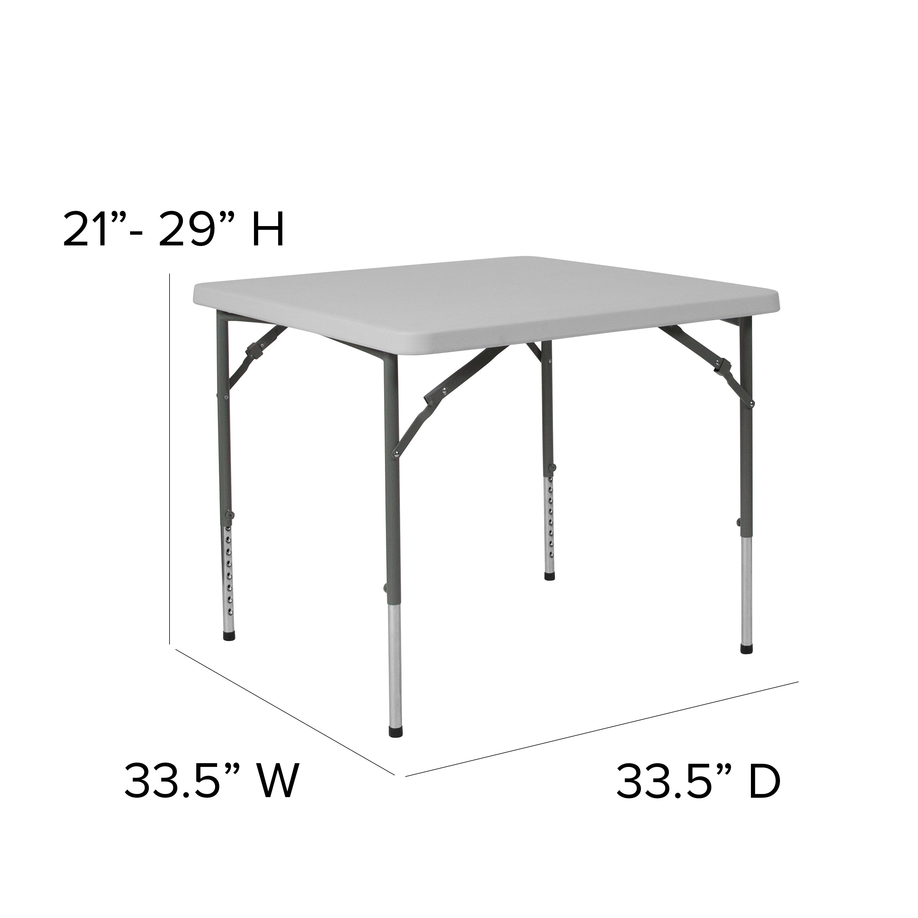 Flash Furniture 2.8-ft x 2.8-ft Indoor Square Plastic White Adjustable ...