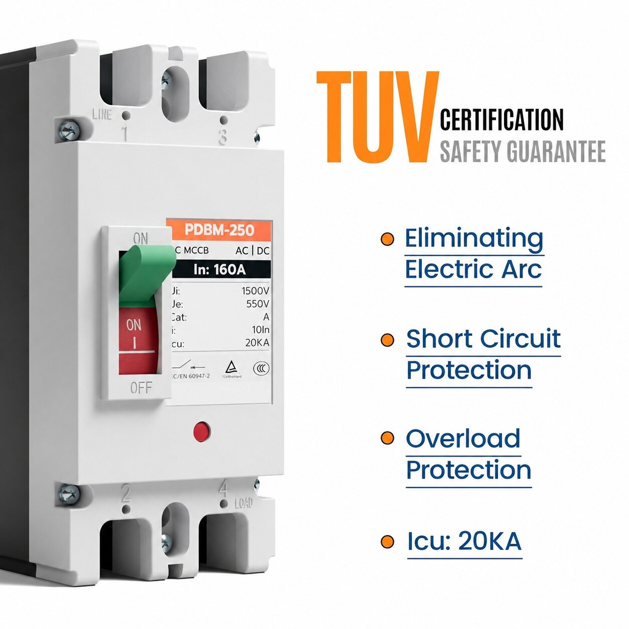 Aoibox 160 Amp 160A 550V Manual Reset Circuit Breaker Switch for ...