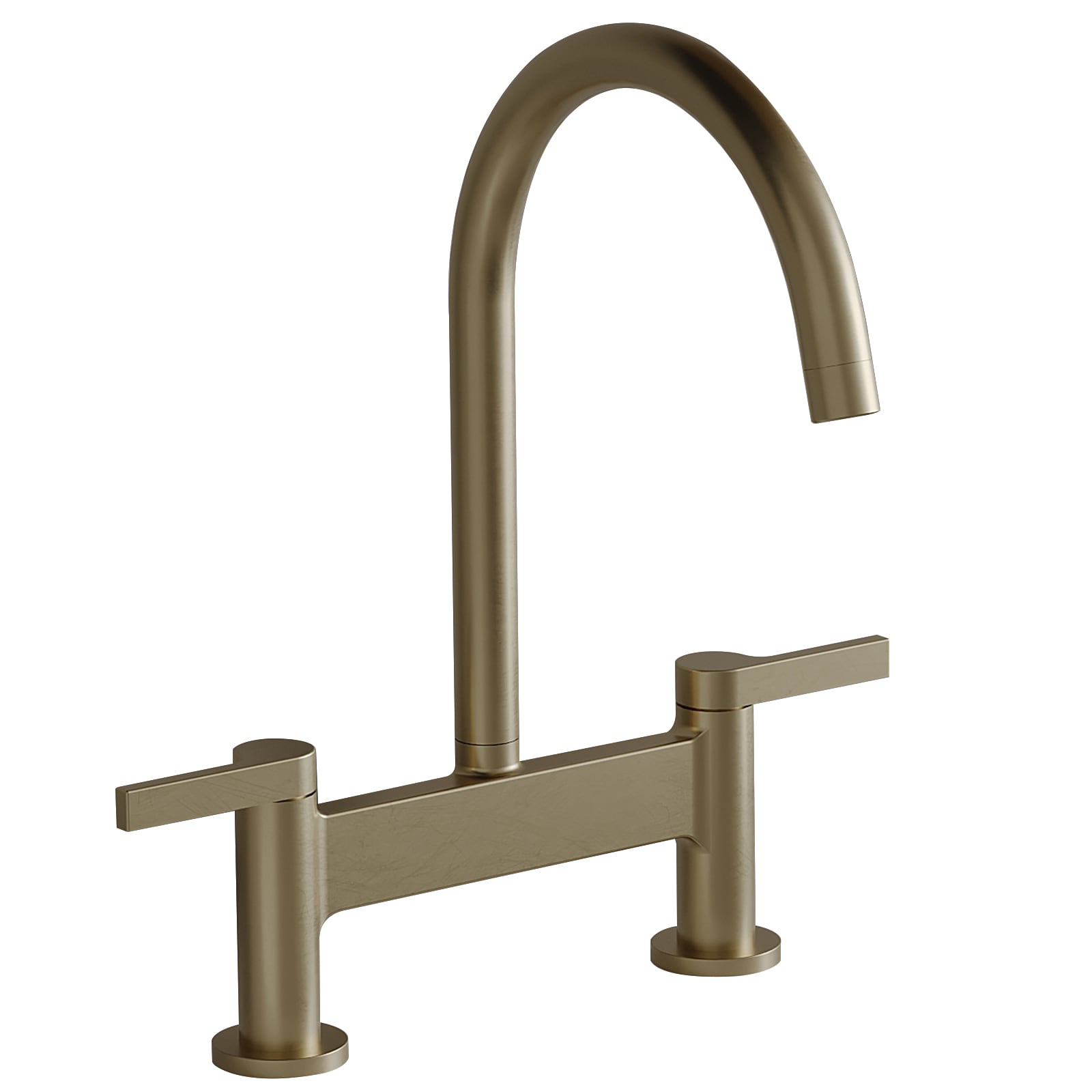 BWE C-4081-BG Brushed Gold Double Handle Deck-mount Bridge Kitchen Faucet