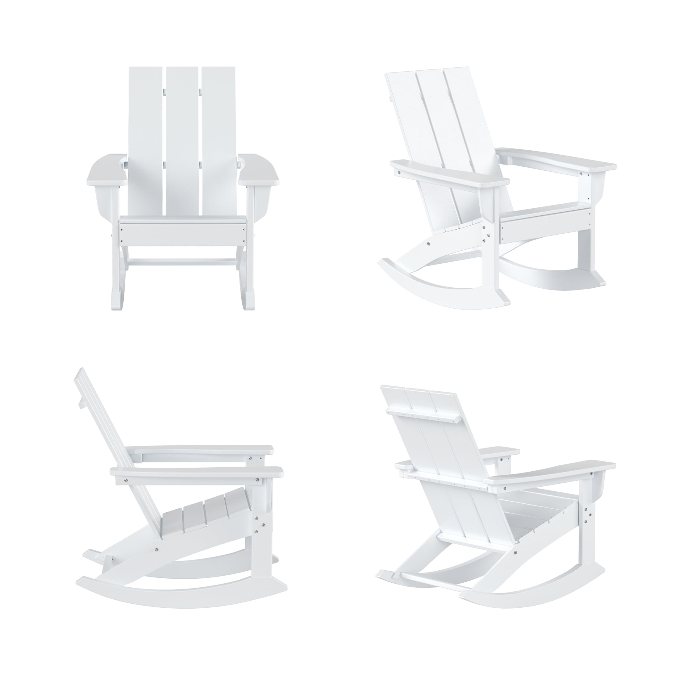 Westin Furniture OP5002-WH-4 Shoreside Set of 4 White HDPE Frame Rocking Chair with Slat Seat