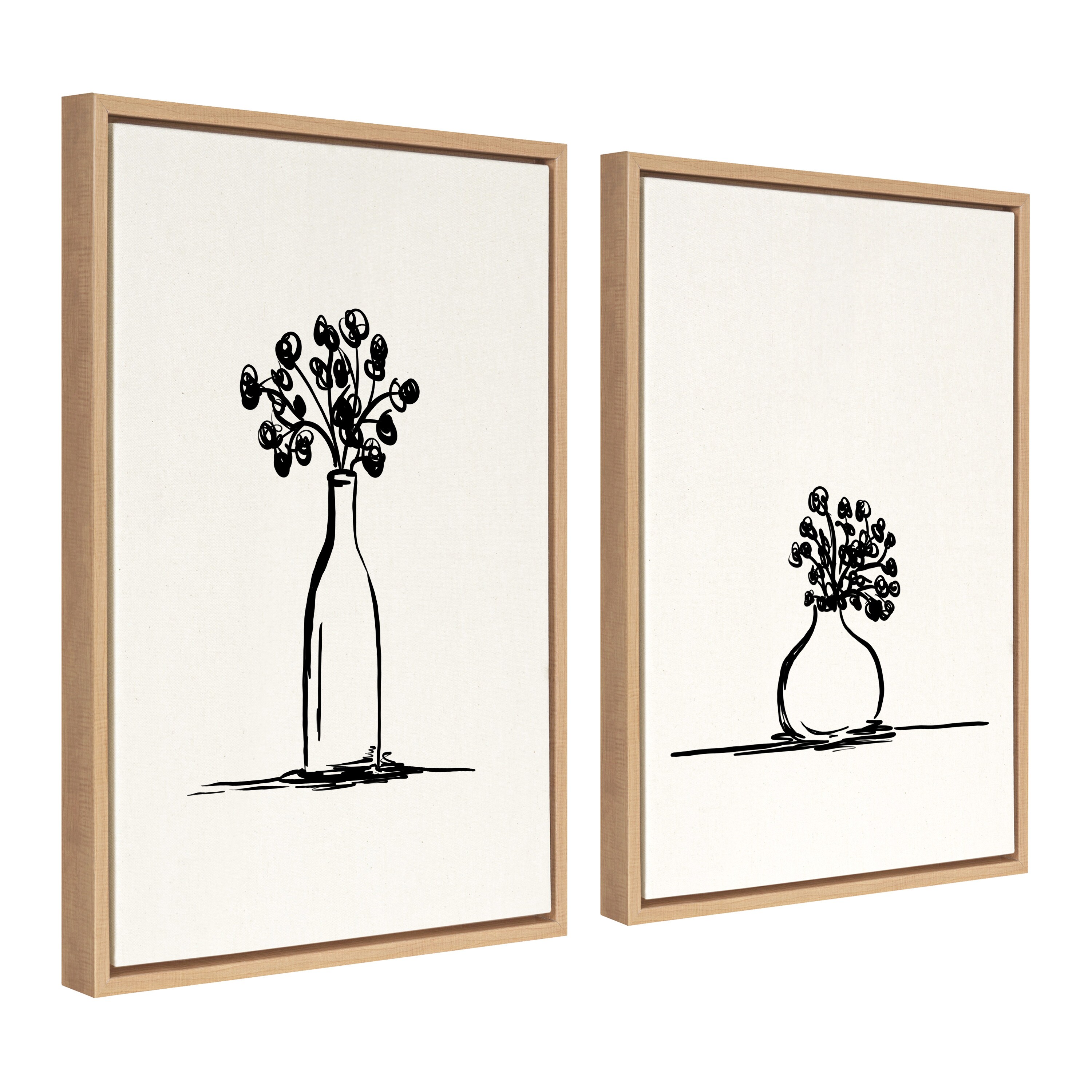 Kate and Laurel The Creative Bunch Studio Brown Framed 24-in H x 18-in W  Floral Print on Canvas in the Wall Art department at