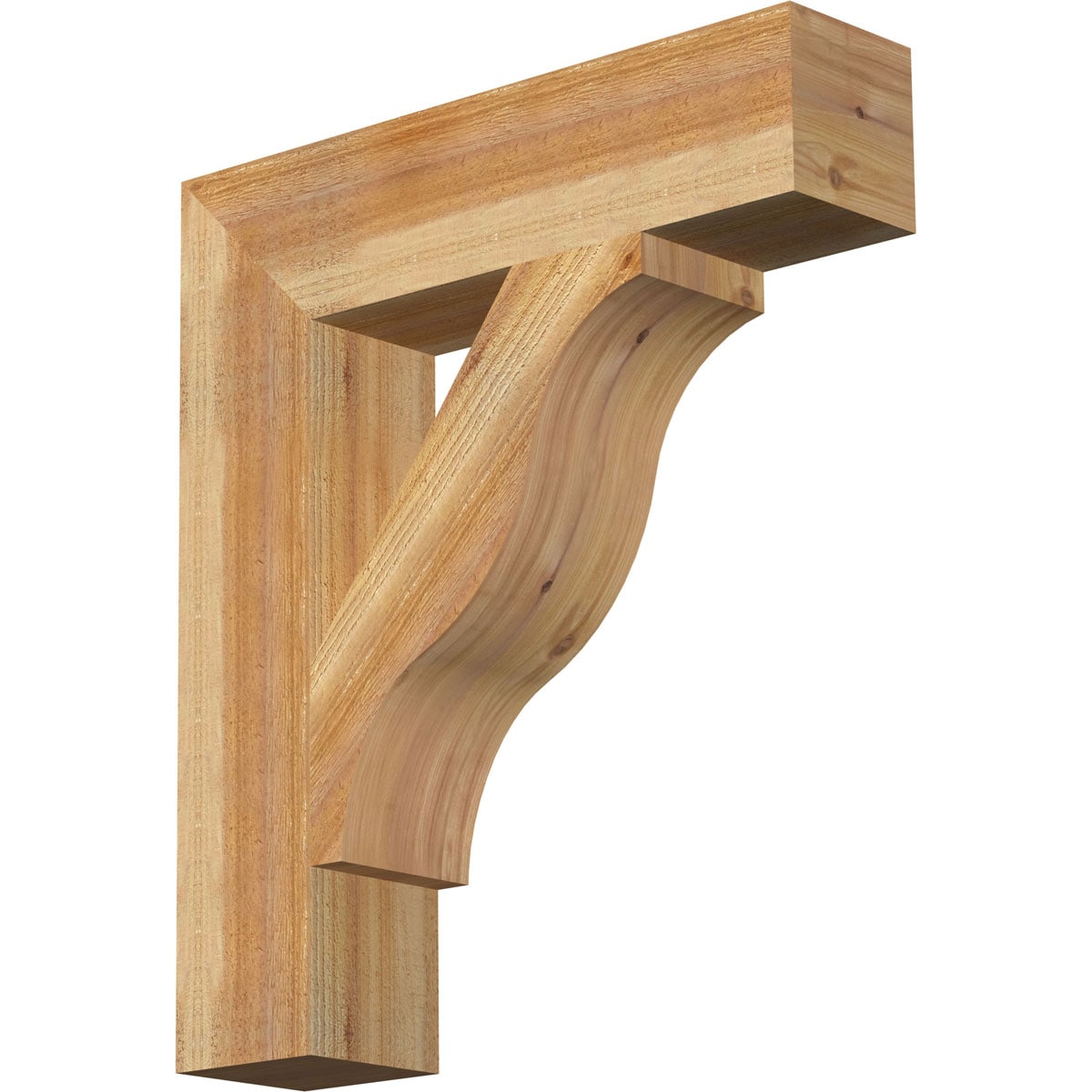 Ekena Millwork BKT06X26X30FST05RWR Funston Block Rough Sawn 6-in x 26-in x 30-in Western red cedar Brown Wood Standard bracket