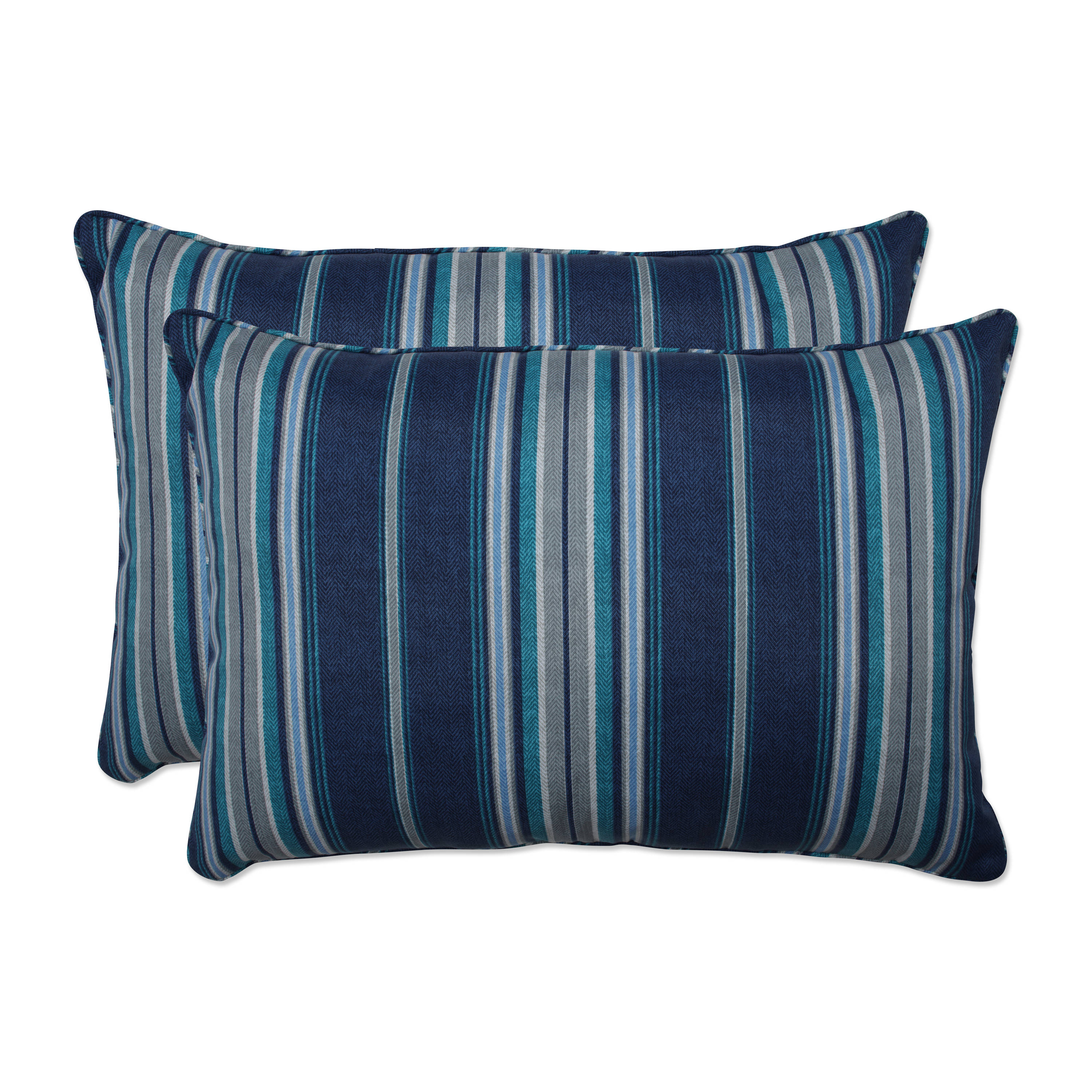 Pillow Perfect 684109 Terrace Caribe Over-sized Rectangular Throw Pillow 2-Pack Graphic Print Blue Rectangular Throw Pillow