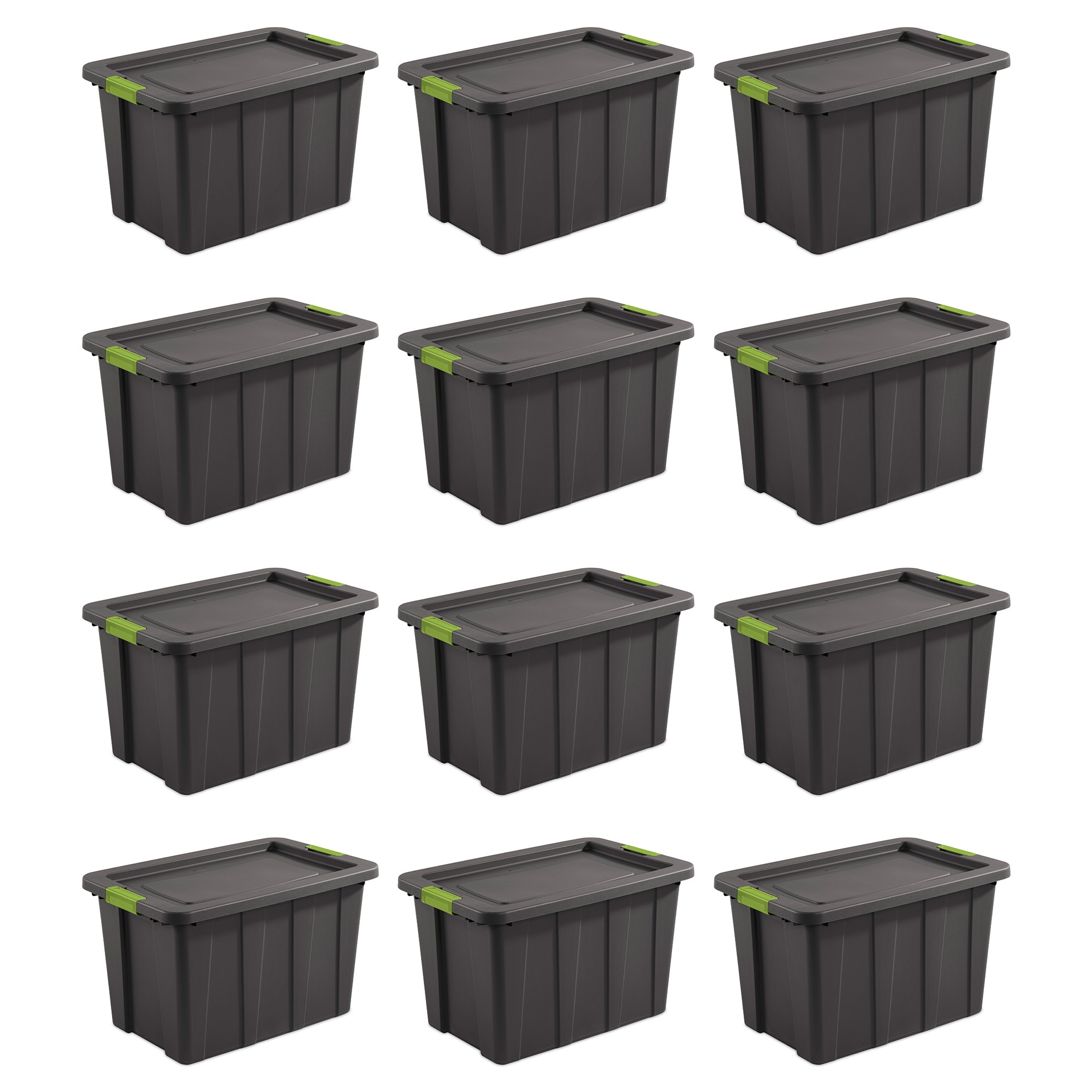 Sterilite 281994 12 -Pack Large 30 -Gallons ( 120 -Quarts ) Flat Gray - 30 Gallon Heavy Duty Stackable Tote with Latching Lid