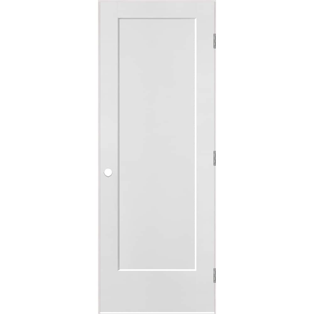 Masonite 1164106 30-in x 80-in Primed White Solid core 1-panel Left hand Smooth Primed Molded composite Flat Jamb Single Prehung Interior Door