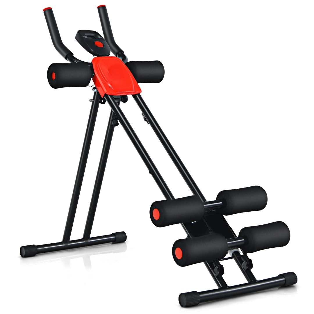 Slickblue D-CO-72001HF Foldable Abdominal Workout Machine for Home Gym Apartment or Office Training - Black and Red