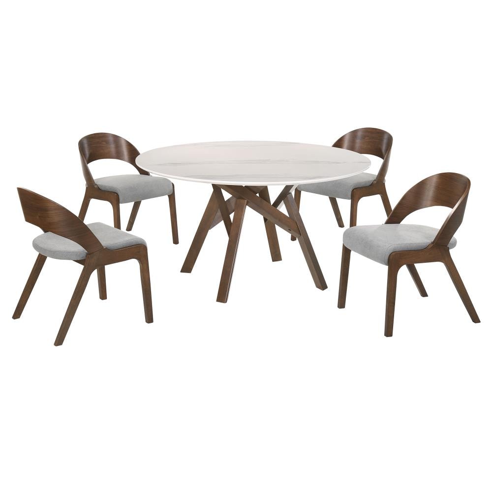 Armen Living SETVEDIWA5B Venus Walnut/gray Contemporary/Modern Dining Room Set with Round Table ( Seats 6 )