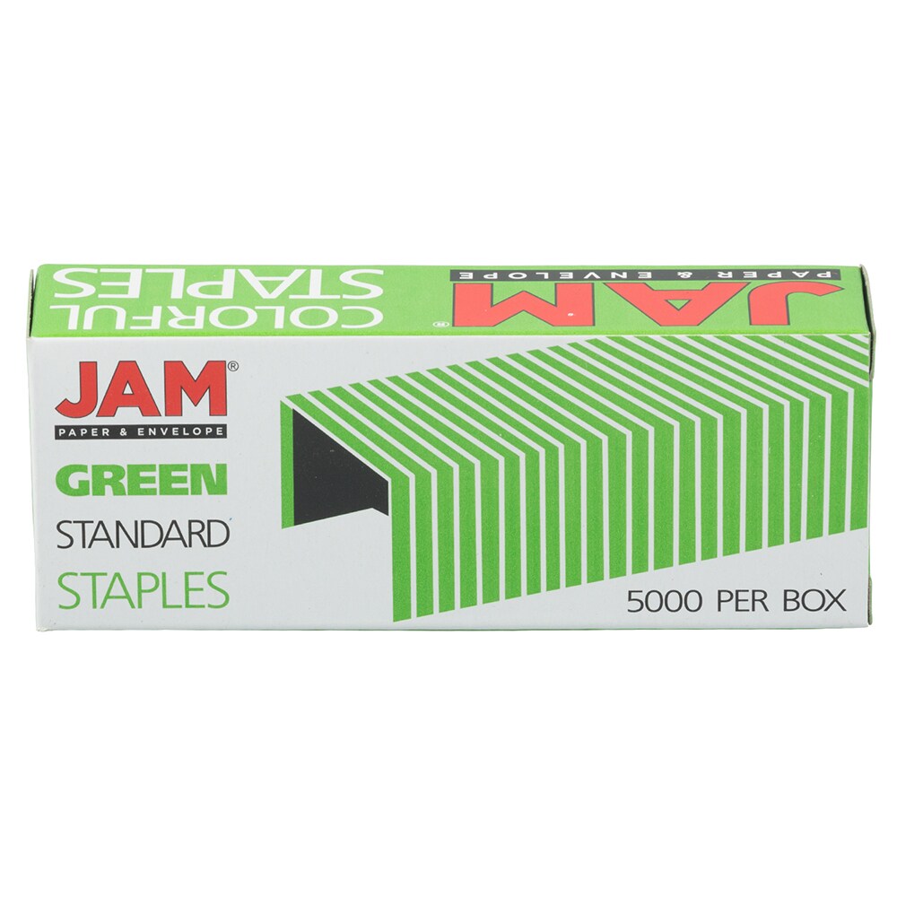 JAM Paper 335GR 1/4-in Leg x 1/2-in Medium Crown Green Collated Standard Staples (5000-Per Box)