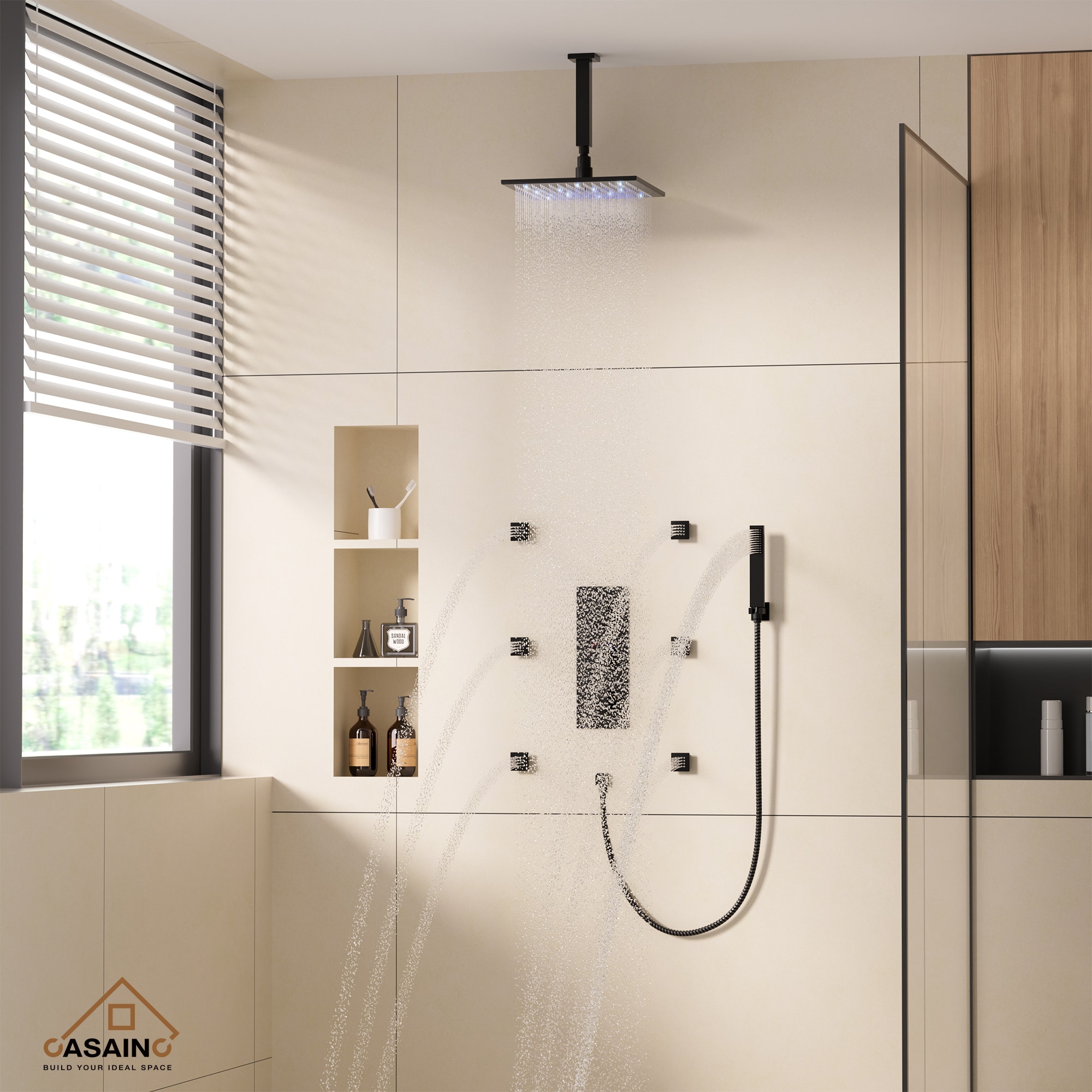 CASAINC CS6218-12MB Showerhead-Bar-Panels - View #2