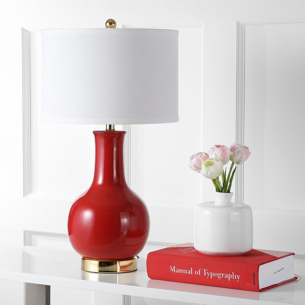 Safavieh Paris 27.5-in Red Rotary Socket Table Lamp with Fabric Shade ...