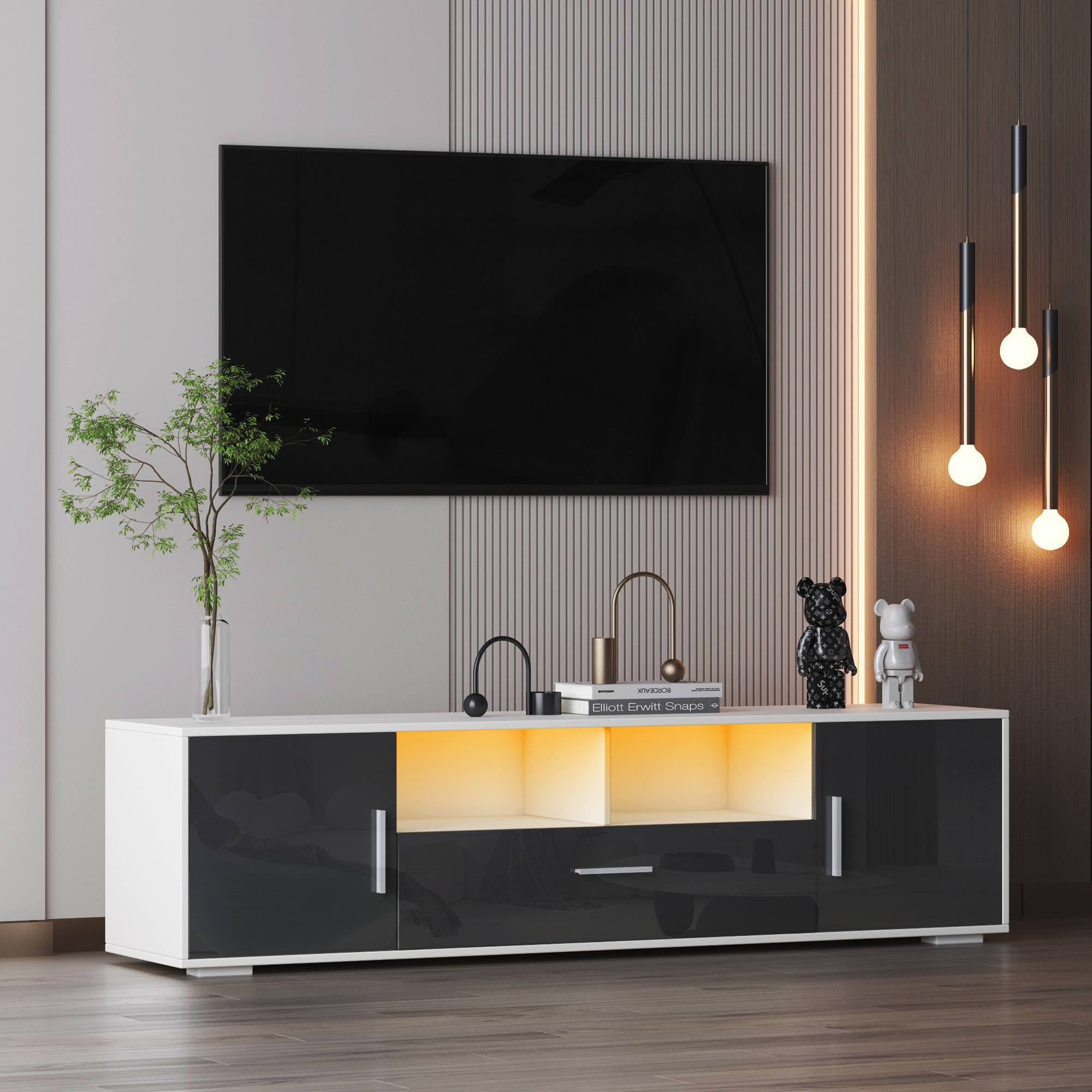 Yiekholo Modern/Contemporary Black Tv Cabinet (Accommodates TVs up to 55-in)