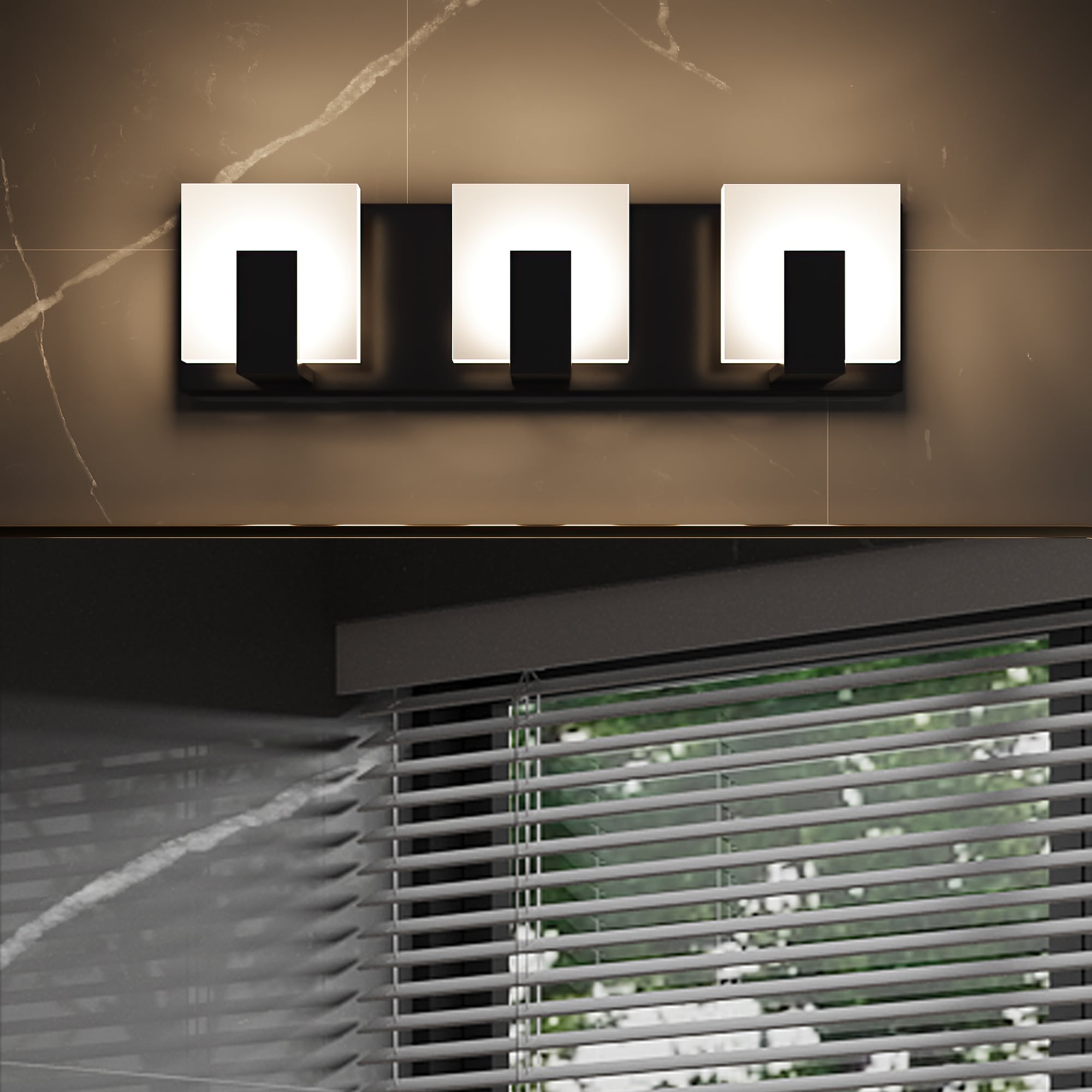 ExBrite EXVL316MBX 19.69-in 3 -Light Matte Black Integrated LED Modern/contemporary Vanity light